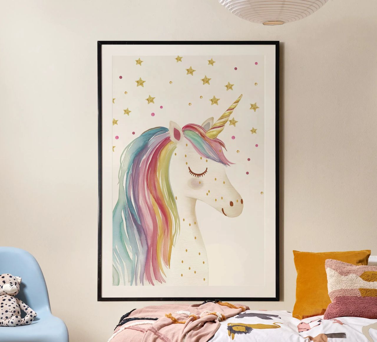 Unicorn magic with glitter stars poster by Carinaprint