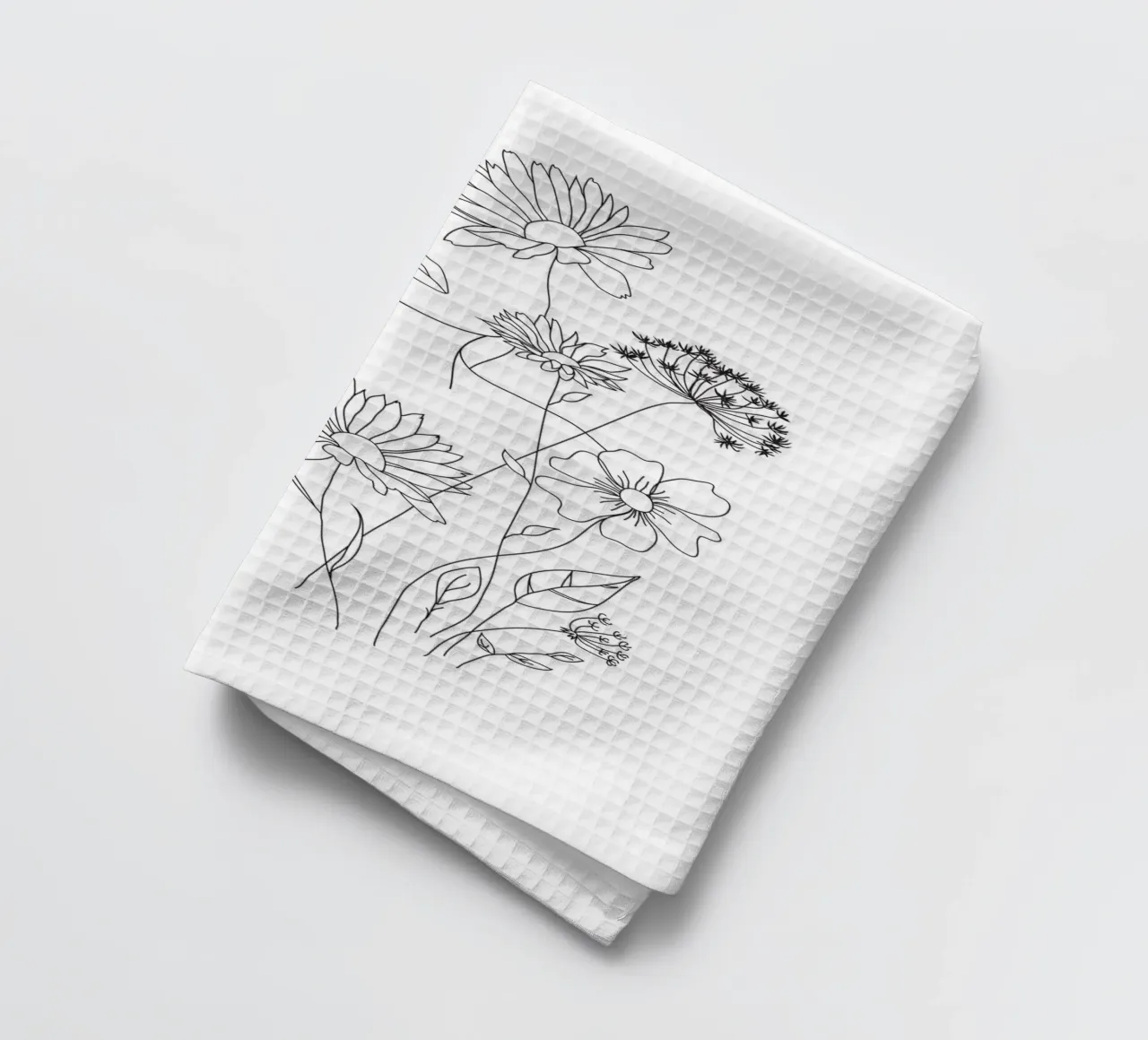 Minimal Line Art Woman with Flowers III canovaccio da cucina da Nadjaa