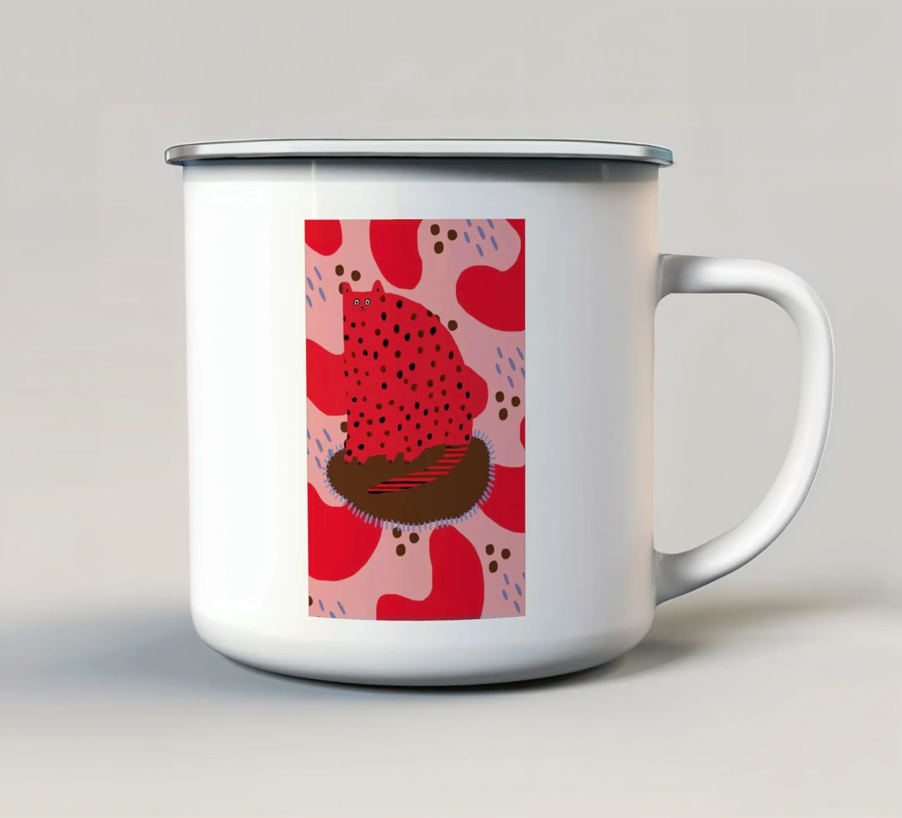 Red Cat tazza in smalto da Lora O'Callaghan