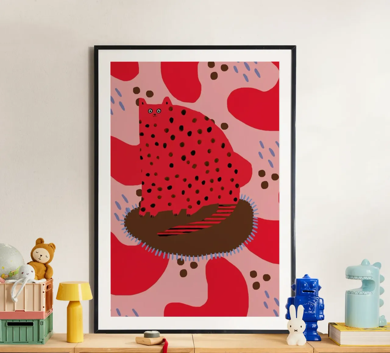 Red Cat poster con telaio in plastica da Lora O'Callaghan