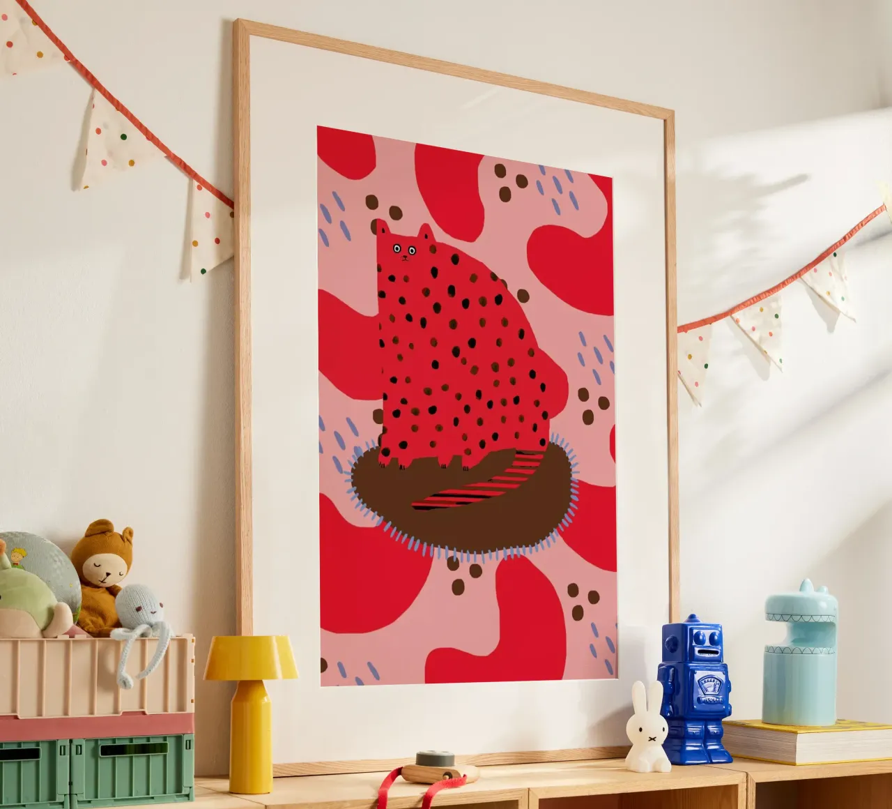 Red Cat poster con telaio in plastica da Lora O'Callaghan
