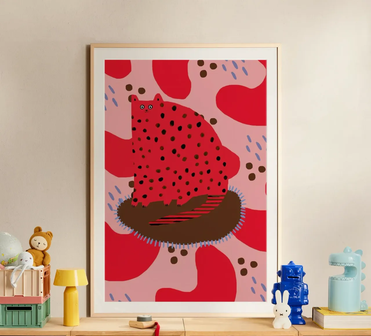 Red Cat poster con telaio in plastica da Lora O'Callaghan