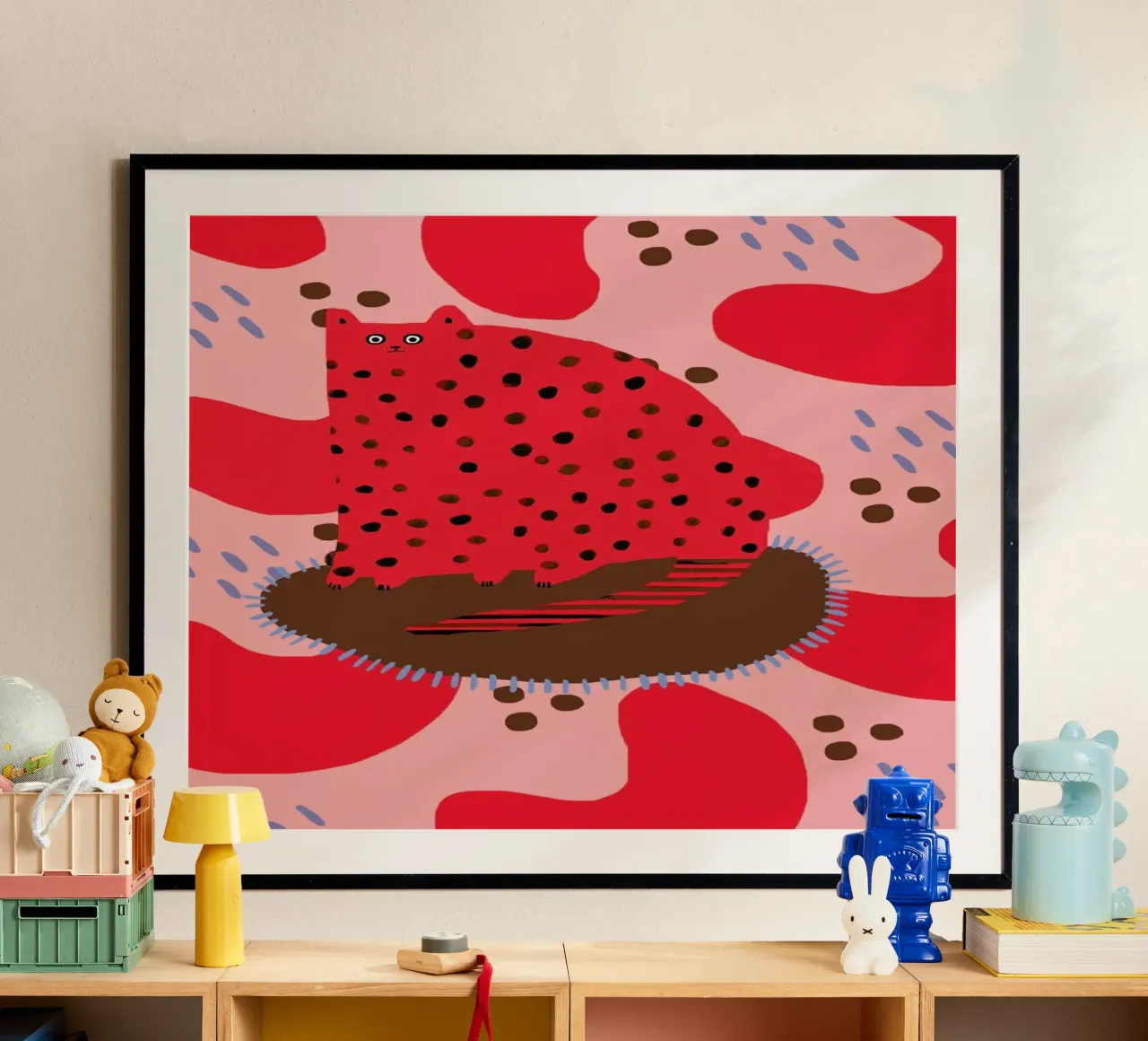 Red Cat poster con telaio in plastica da Lora O'Callaghan