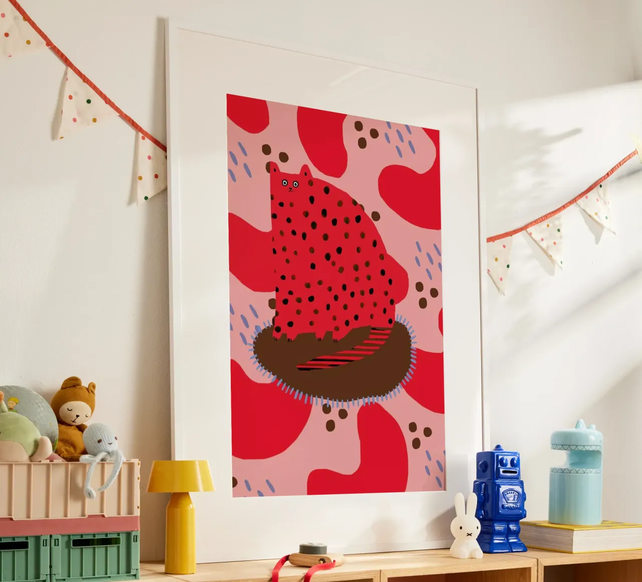 Red Cat poster con telaio in plastica da Lora O'Callaghan
