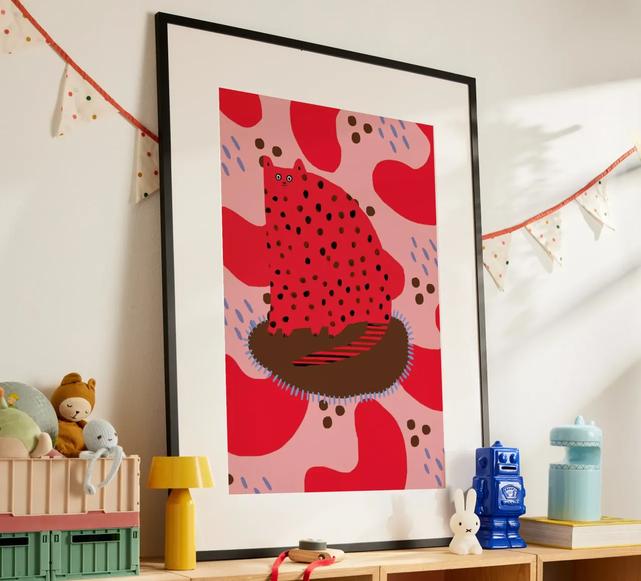 Red Cat poster con telaio in plastica da Lora O'Callaghan