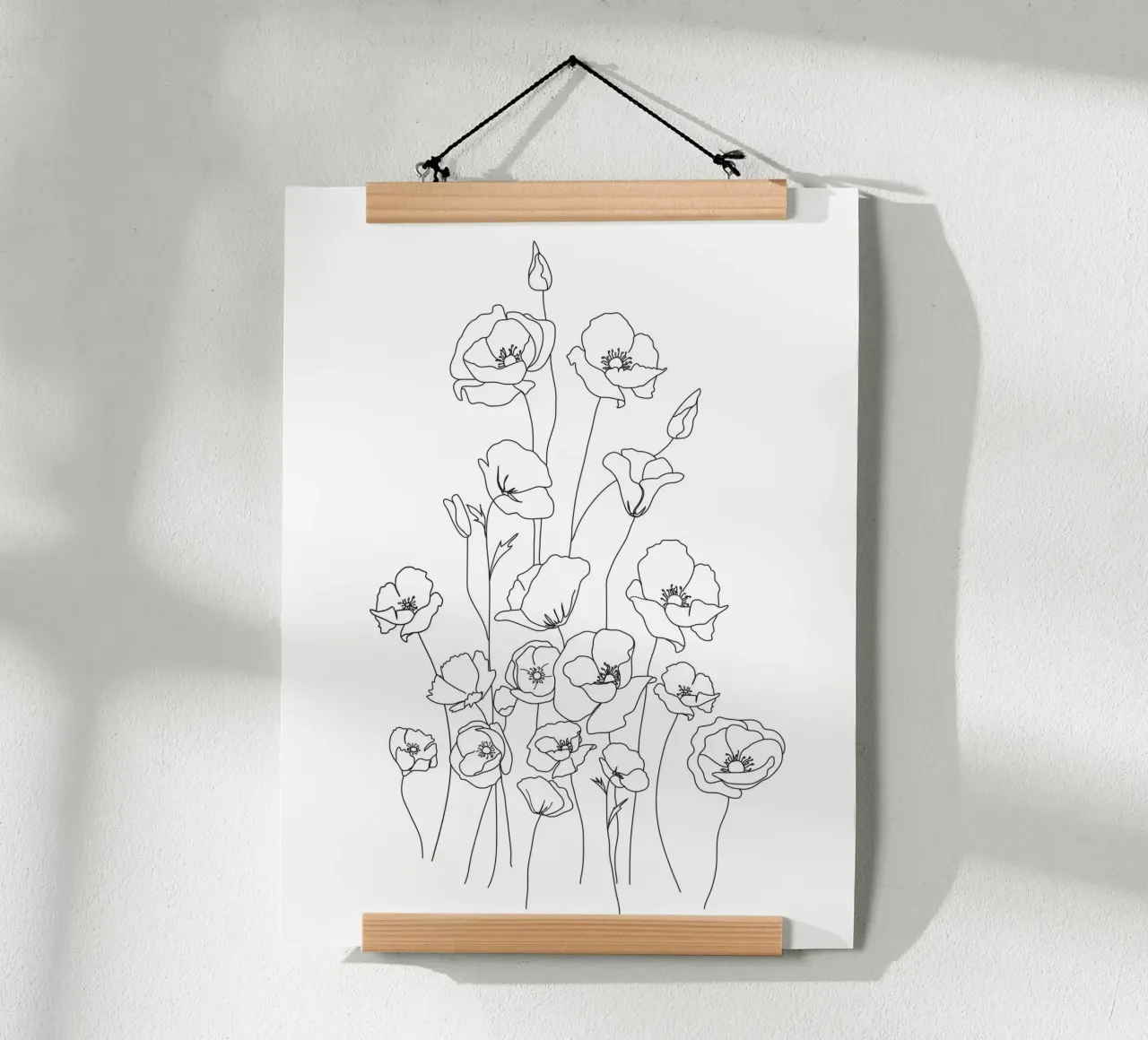 Poppy Flowers Line Art poster by Nadjaa
