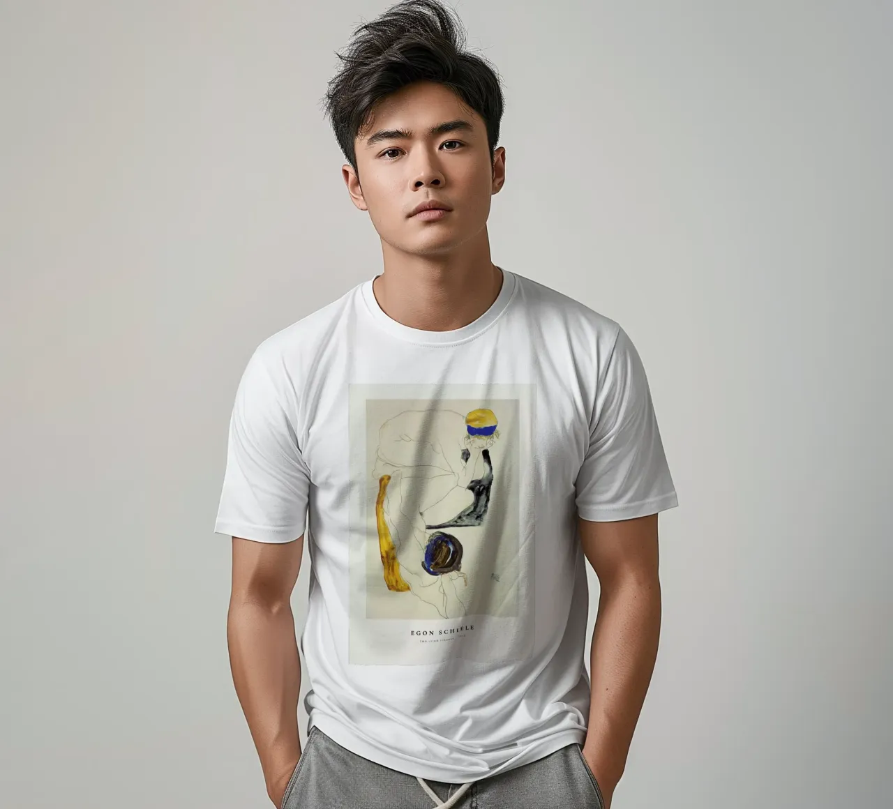 Schiele - Two Lying Figures t-shirt da ARTOTHEK