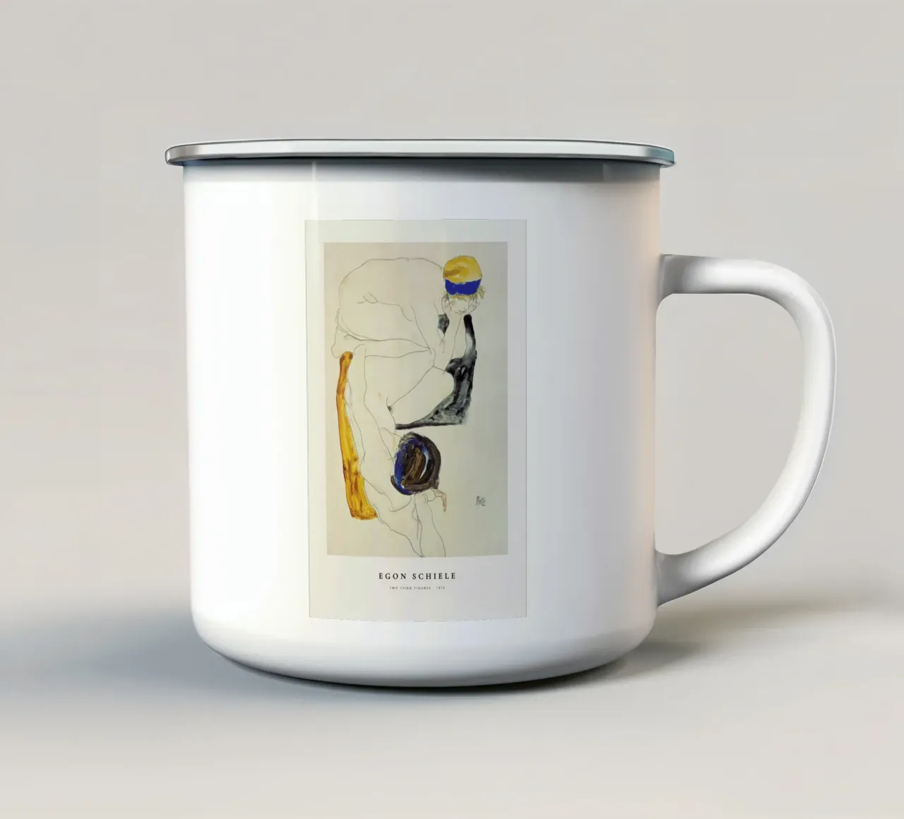 Schiele - Two Lying Figures taza de esmalte de ARTOTHEK