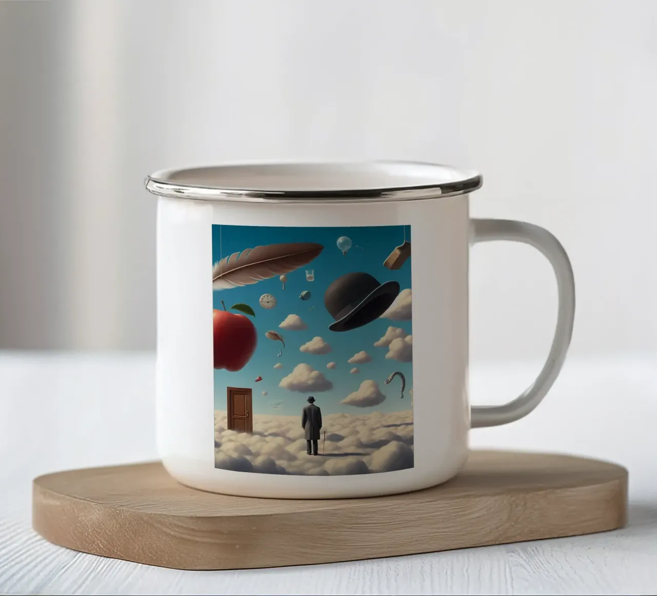 René Magritte, l'enigmatico surrealista tazza in smalto da DuncanBennett shop