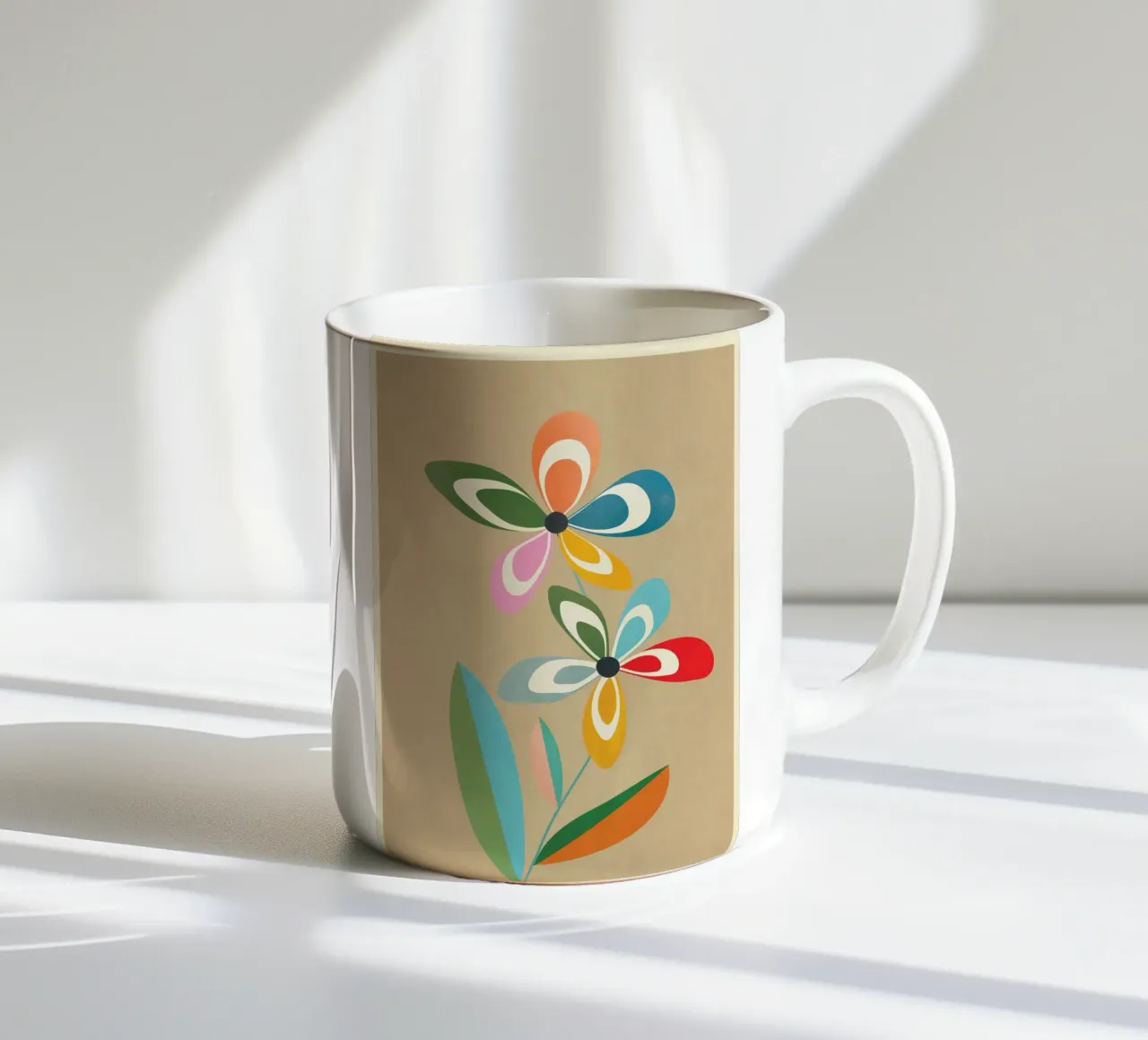 Mid-Century Abstract Flowers 02 tazza in ceramica da cityart