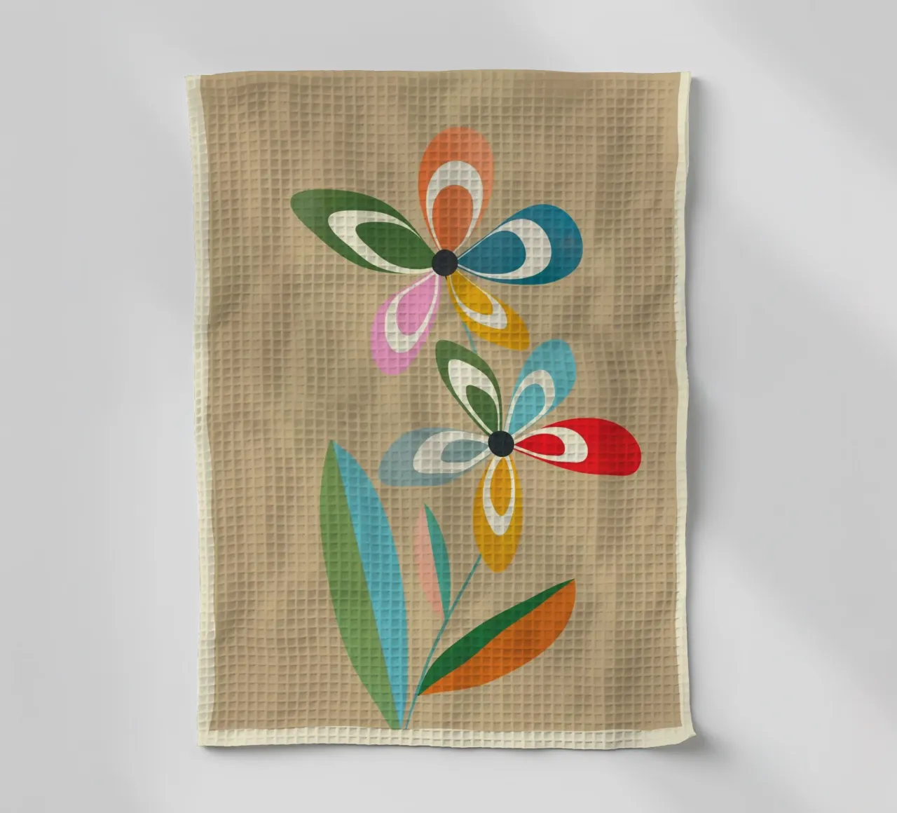 Mid-Century Abstract Flowers 02 canovaccio da cucina da cityart
