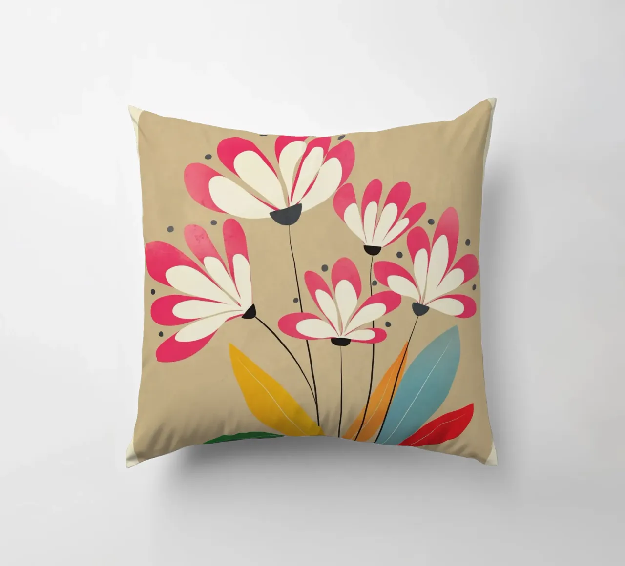 Mid-Century Abstract Flowers 07 cuscino da cityart