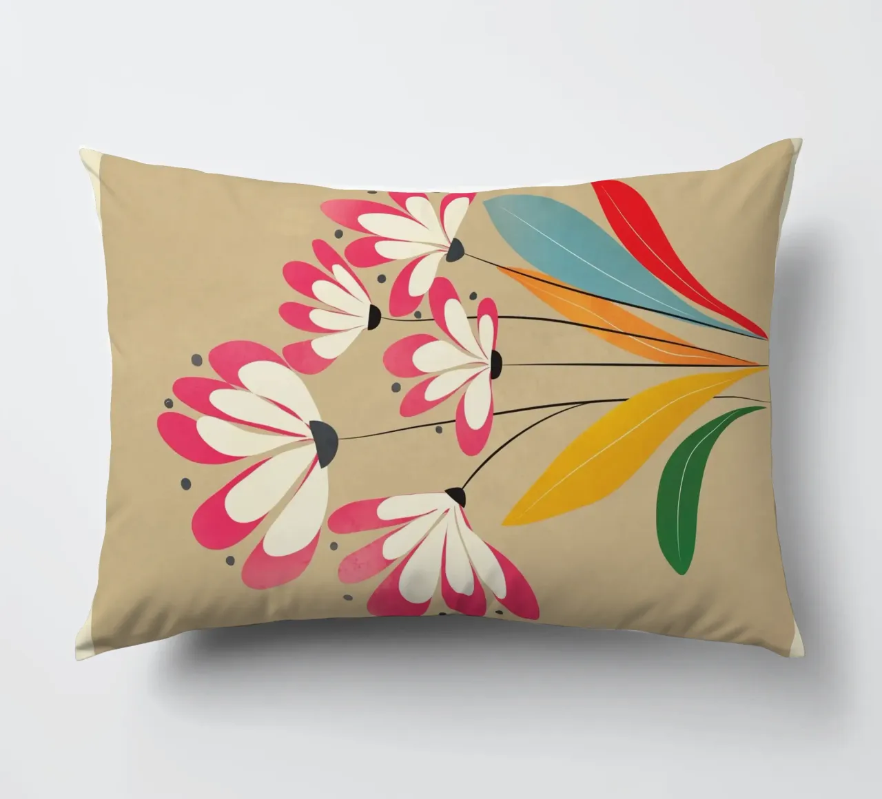 Mid-Century Abstract Flowers 07 cuscino da cityart
