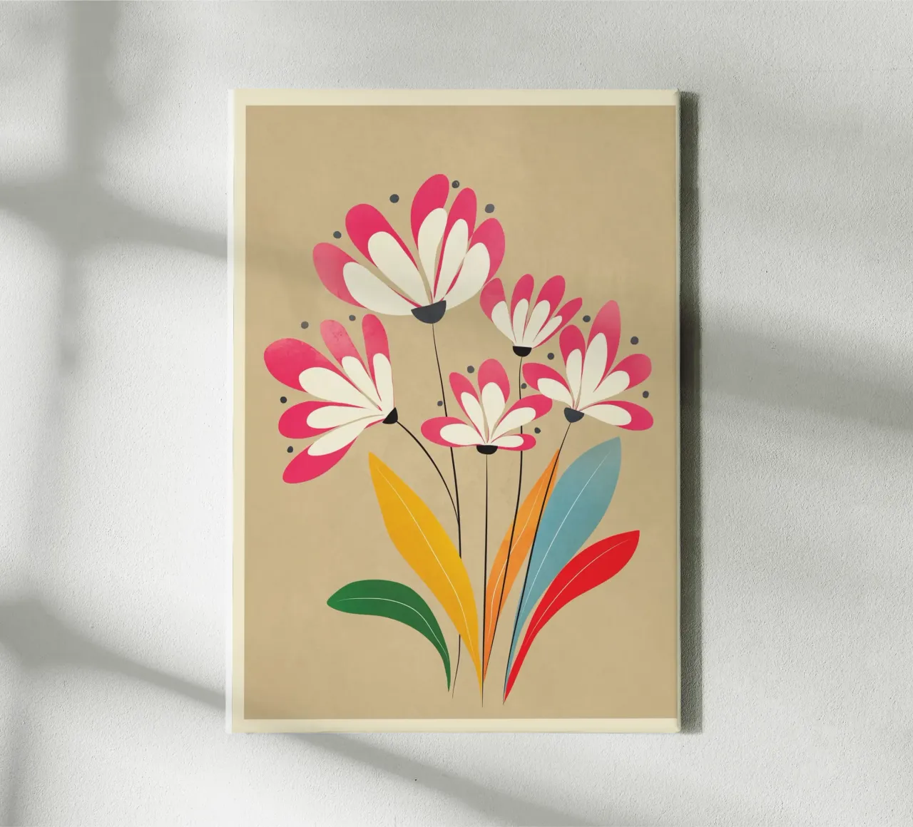 Mid-Century Abstract Flowers 07 tela con Cornice a cassetta da cityart