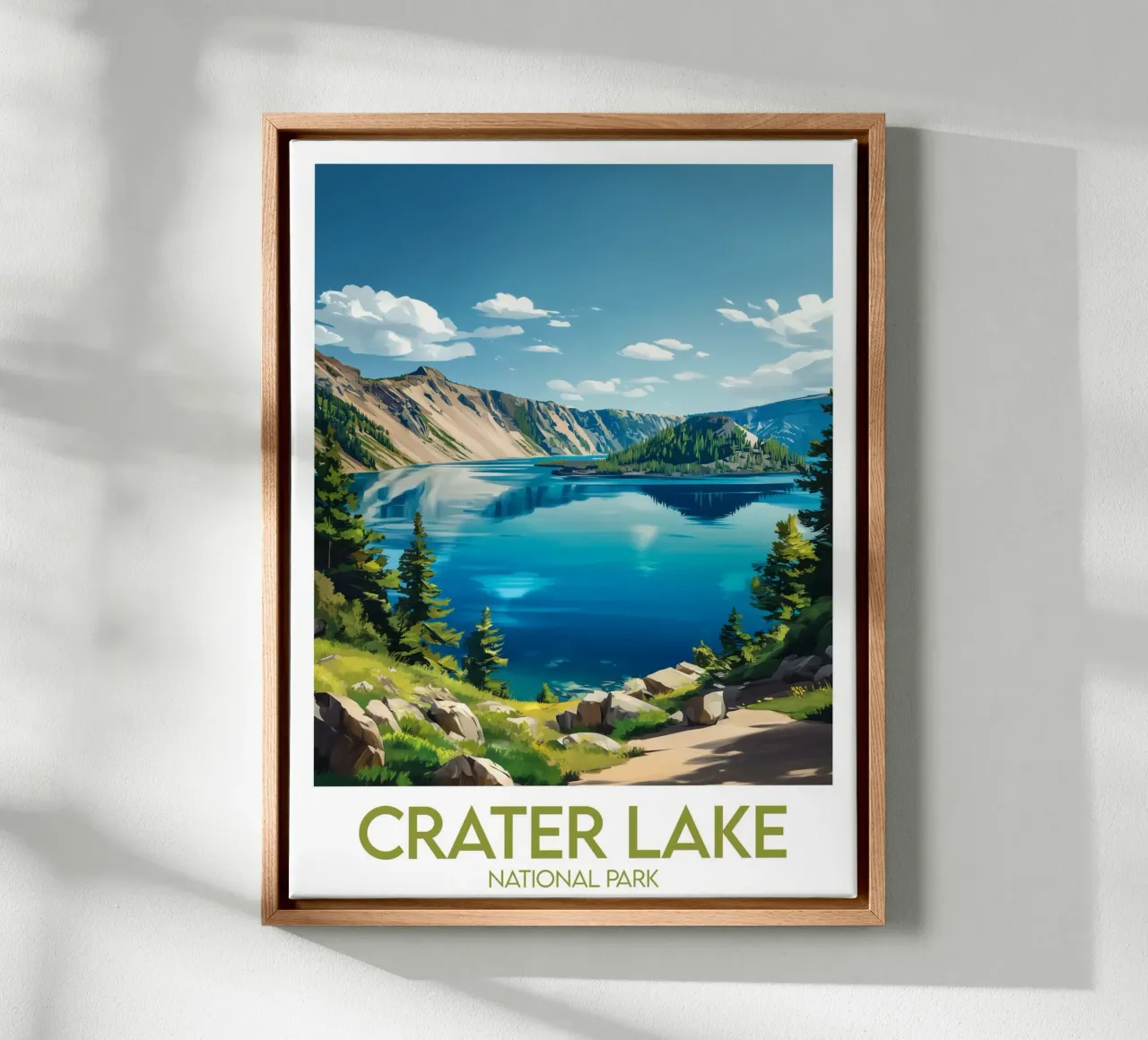 Affiche Kratermeer Nationaal Park canvas met Baklijst van Frame the World