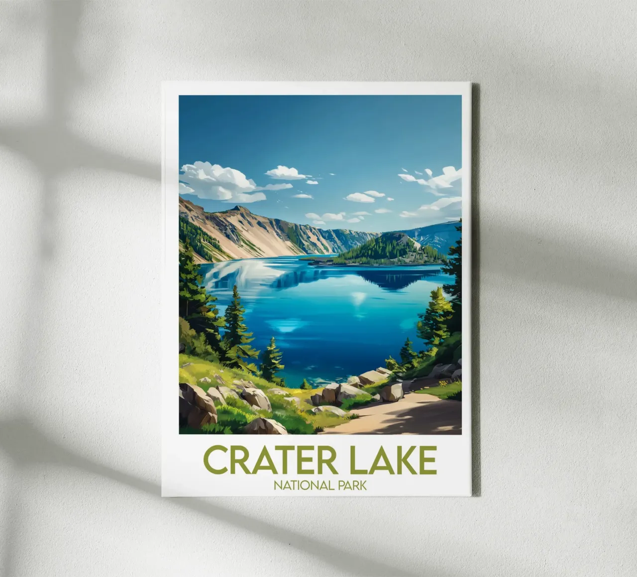 Affiche Kratermeer Nationaal Park canvas met Baklijst van Frame the World