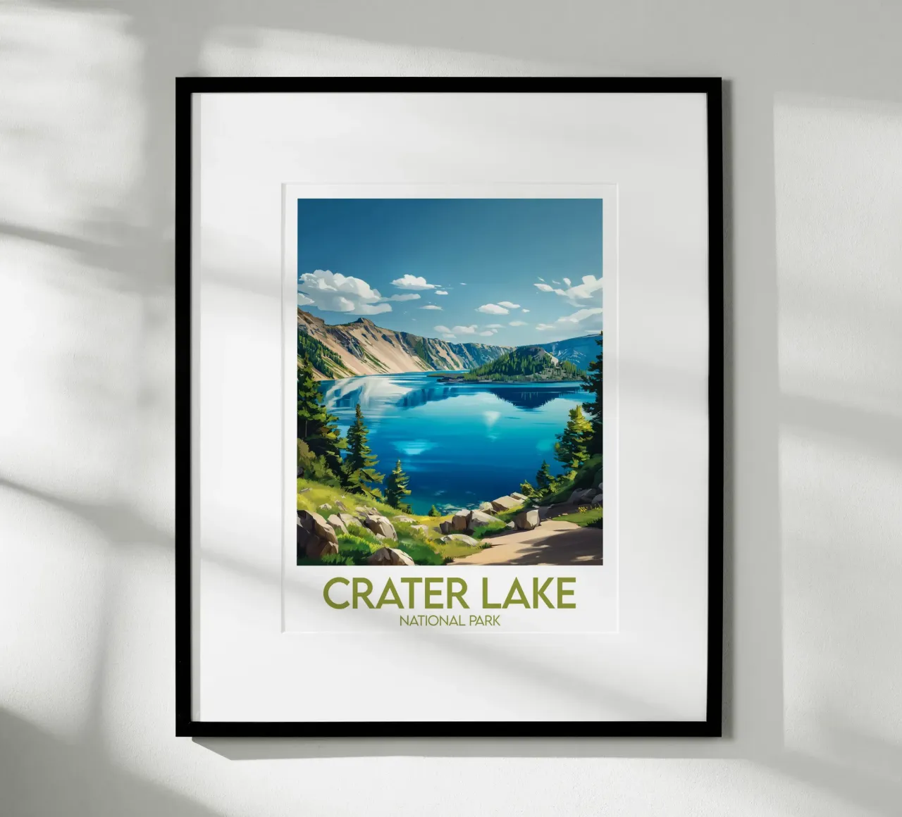 Parco Nazionale del Lago Crater poster con telaio in plastica da Frame the World