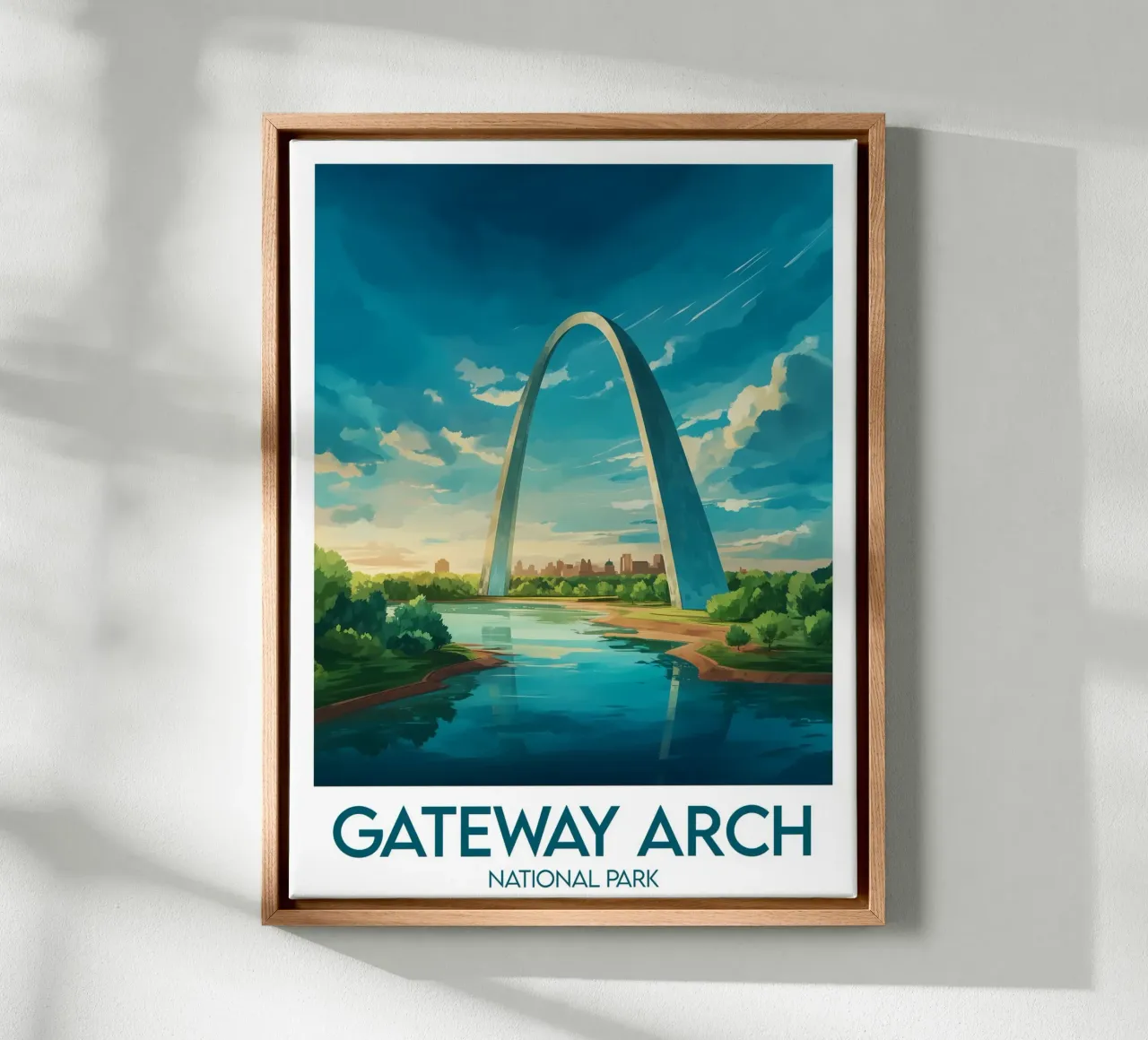 Affiche Nationaal Park Gateway Arch canvas met Baklijst van Frame the World