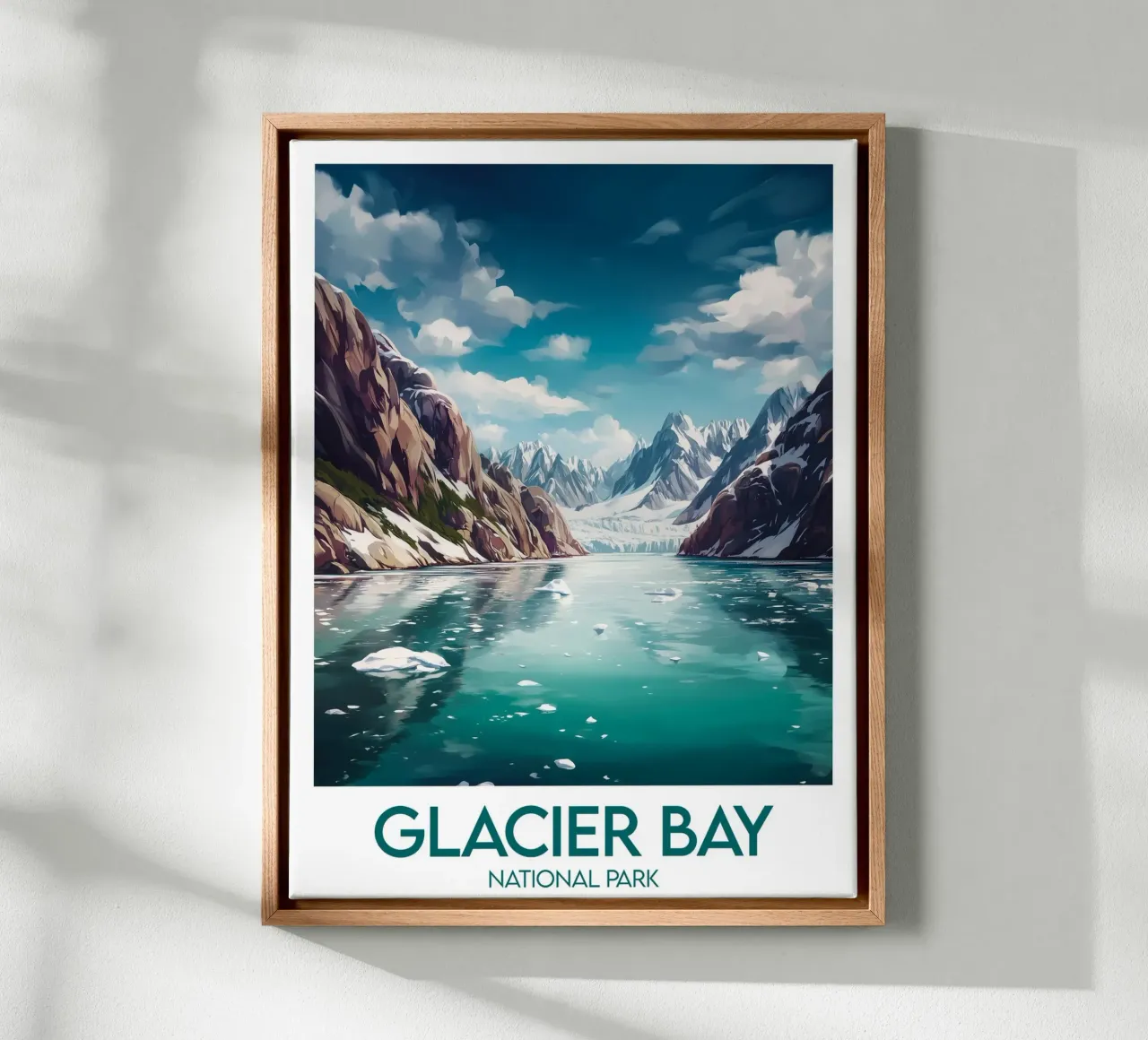 Nationaal park gletsjerbaai canvas met Baklijst van Frame the World