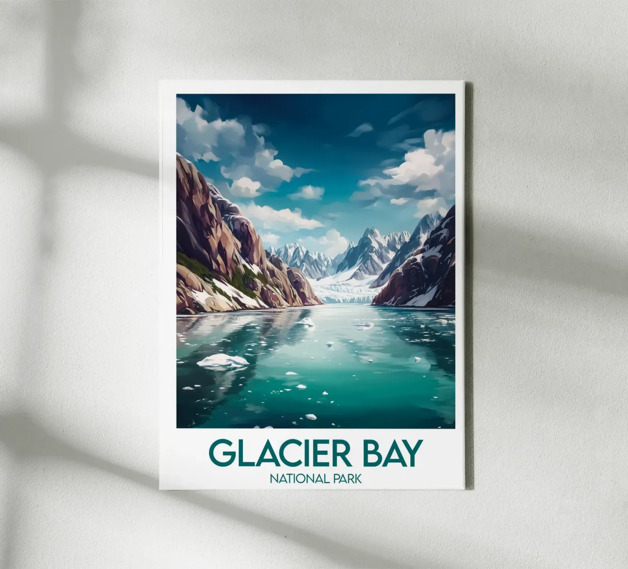 Nationaal park gletsjerbaai canvas met Baklijst van Frame the World