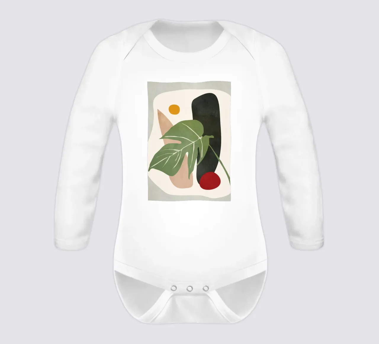 Abstract Monstera Leaf Langarm Babybody von cityart