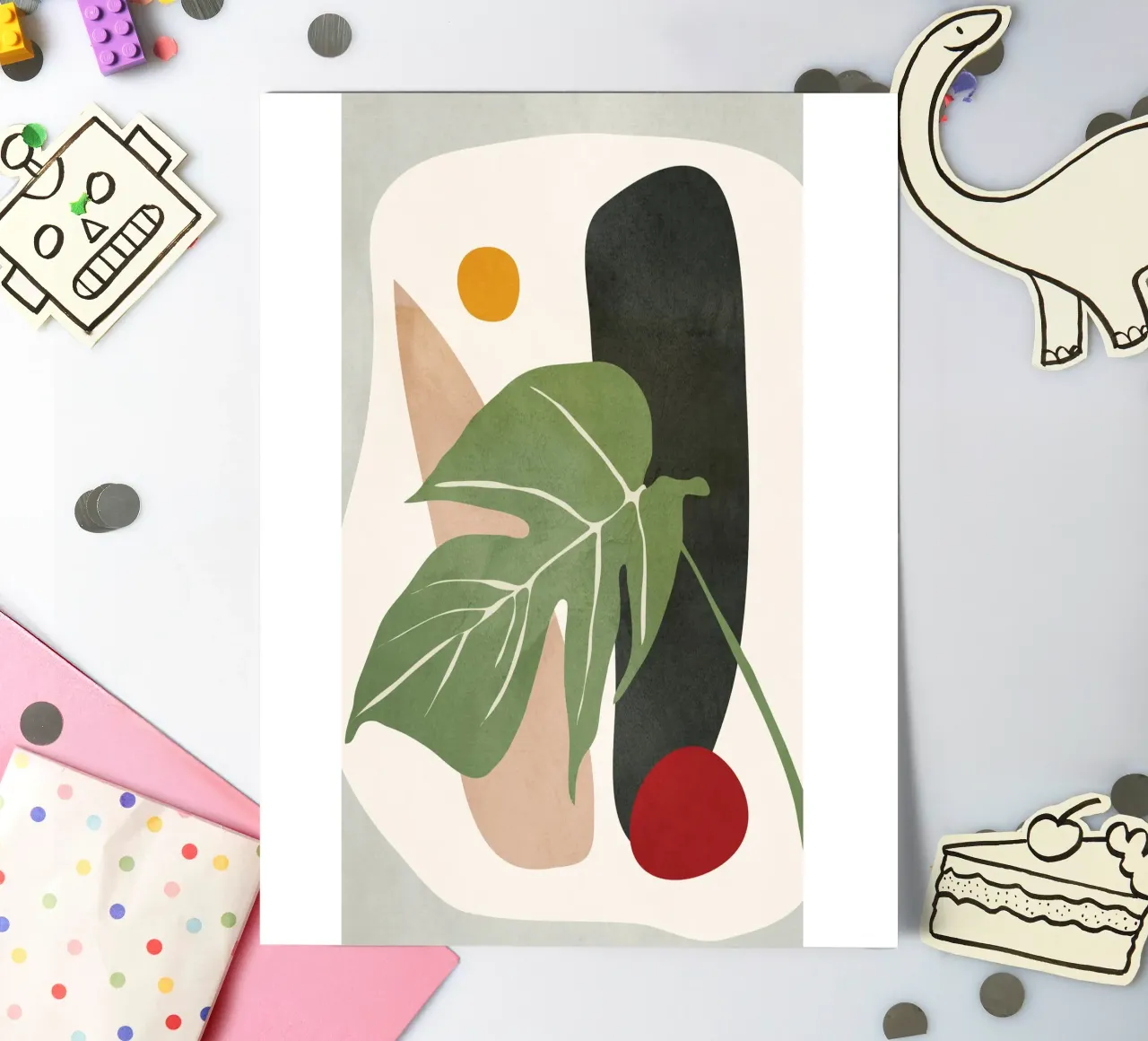 Abstract Monstera Leaf Stickerbogen von cityart