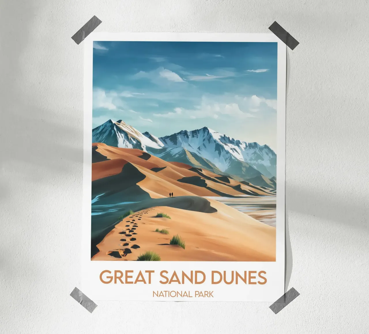 Parco Nazionale delle Grandi Dune di Sabbia poster con telaio in legno da Frame the World