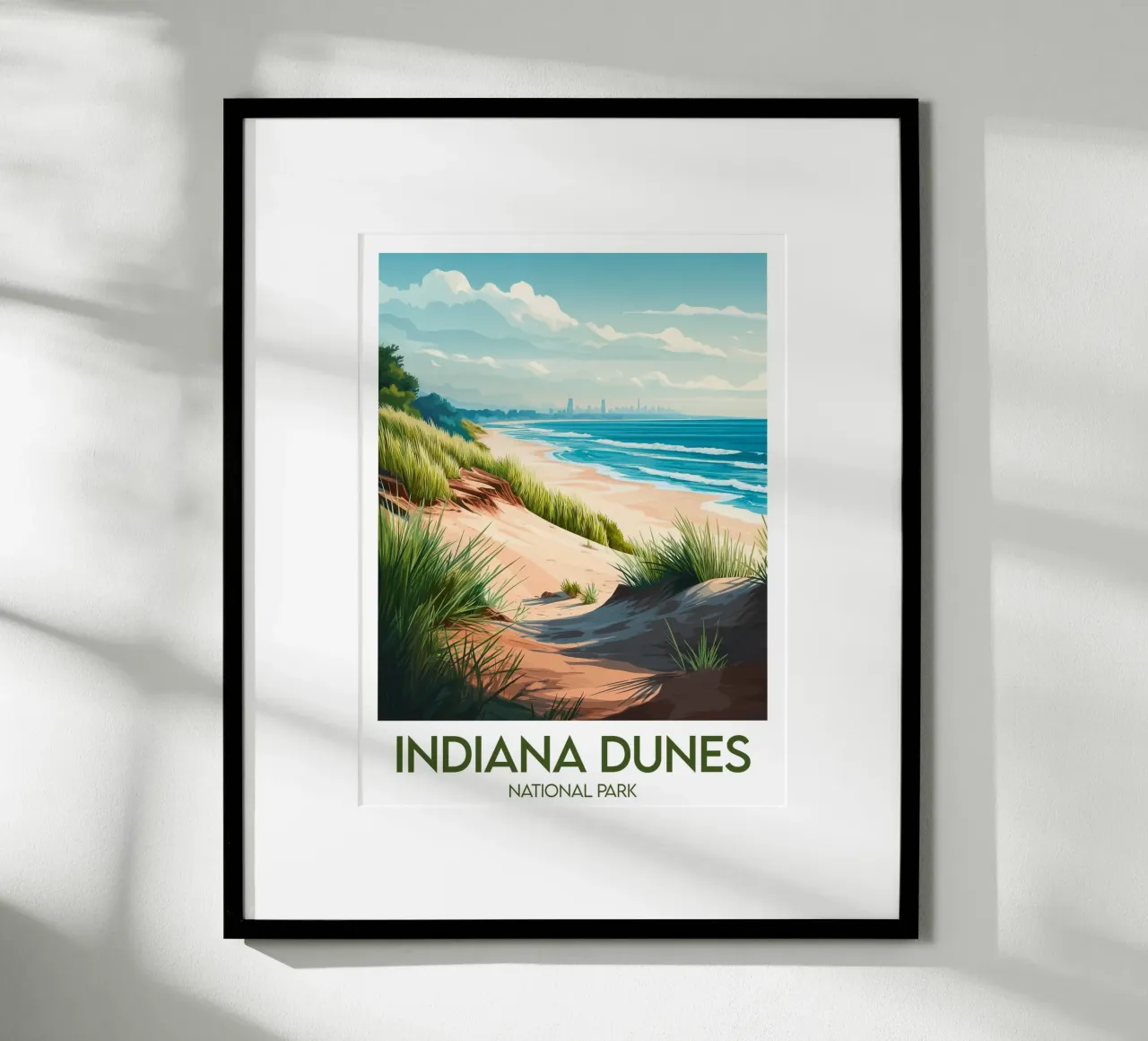 Parco Nazionale delle Dune dell'Indiana poster con telaio in plastica da Frame the World