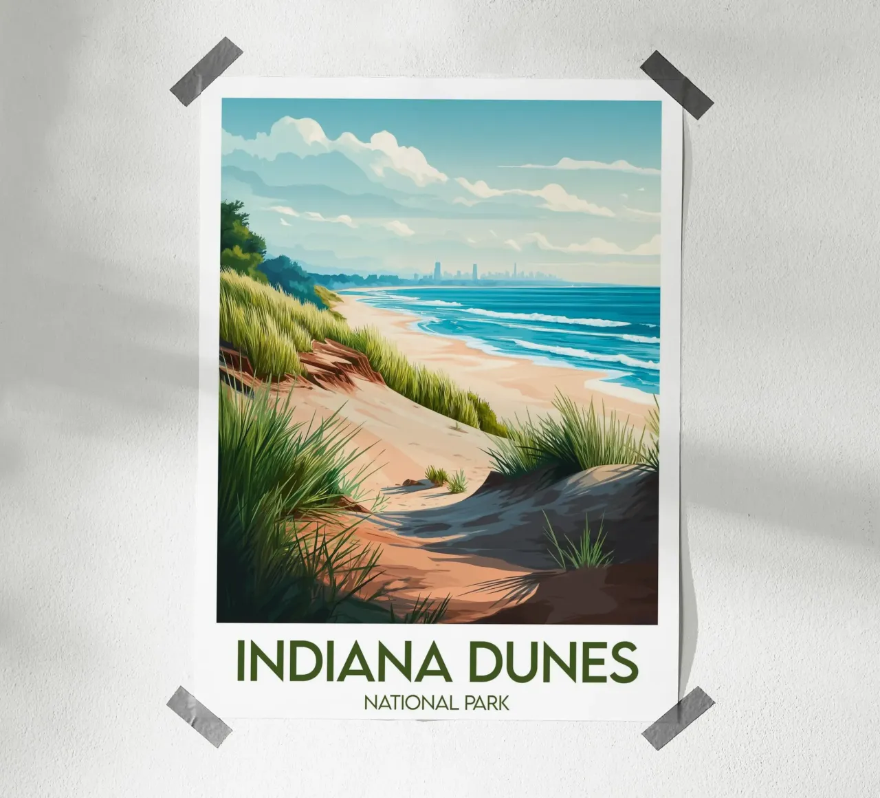 Parco Nazionale delle Dune dell'Indiana poster con telaio in plastica da Frame the World