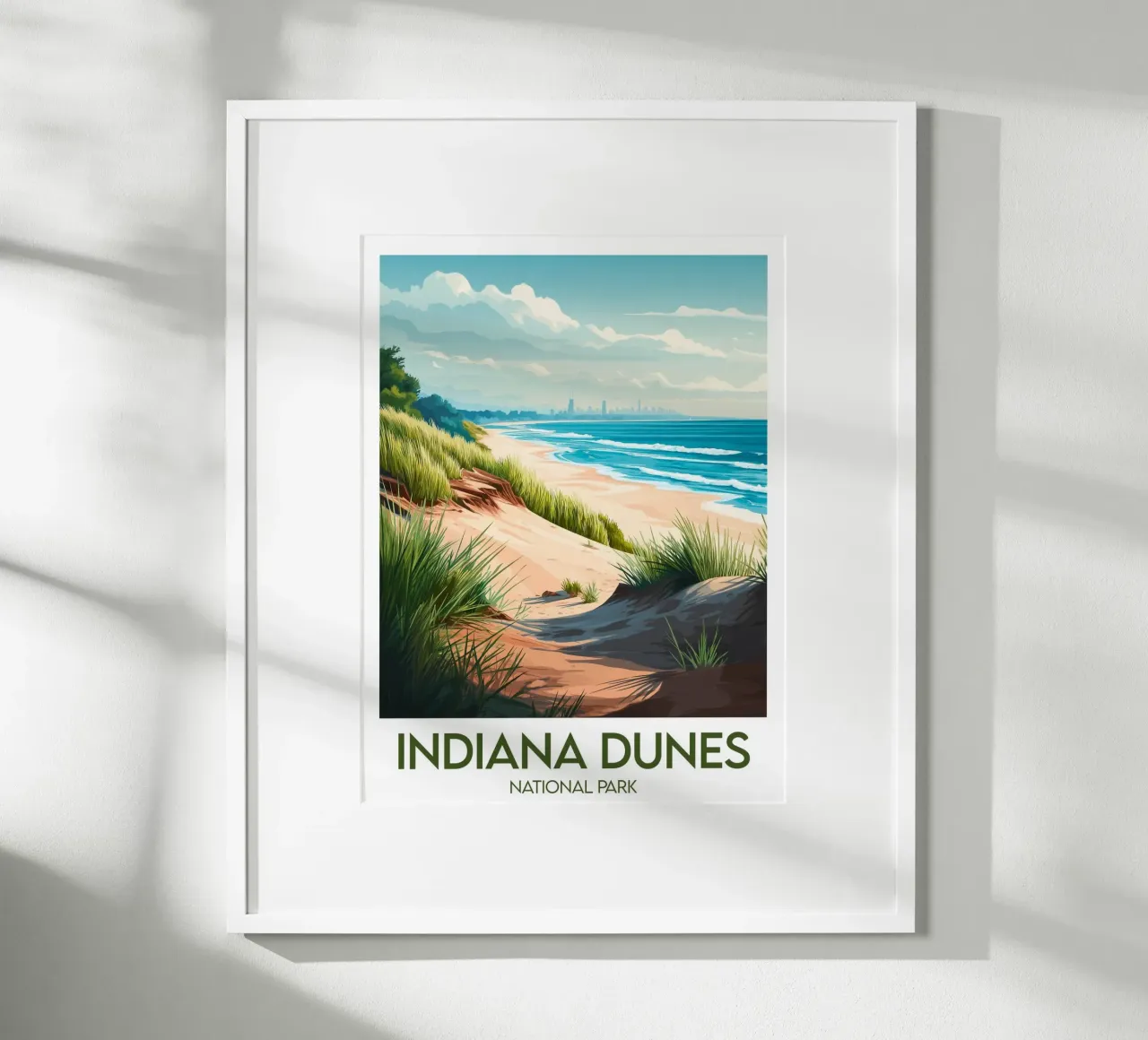 Parco Nazionale delle Dune dell'Indiana poster con telaio in plastica da Frame the World