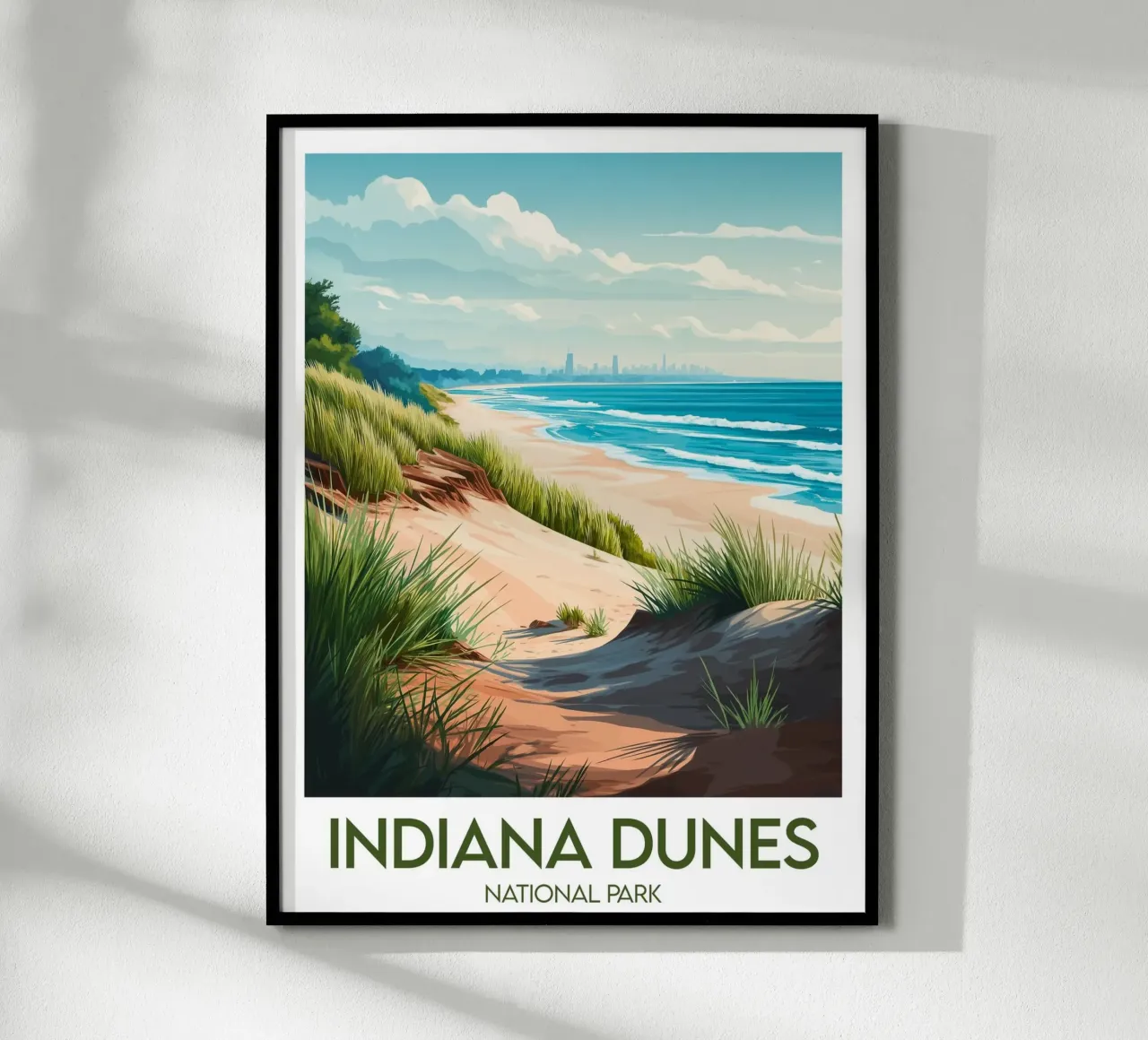 Parco Nazionale delle Dune dell'Indiana poster con telaio in plastica da Frame the World