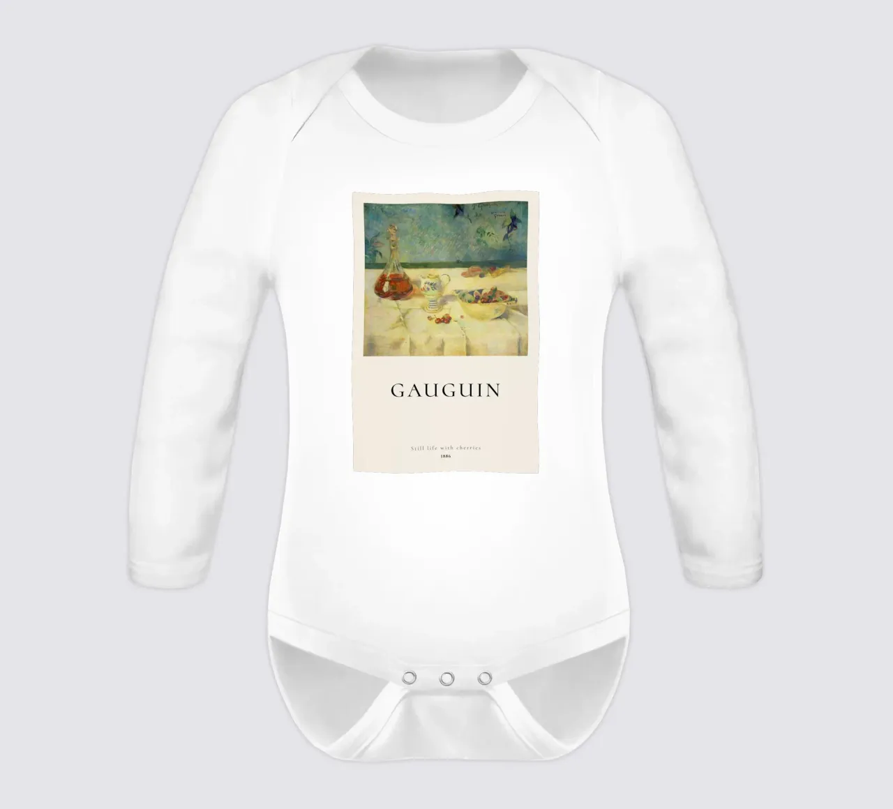 Gauguin - Still Life with Cherries long-sleeve baby romper by ARTOTHEK