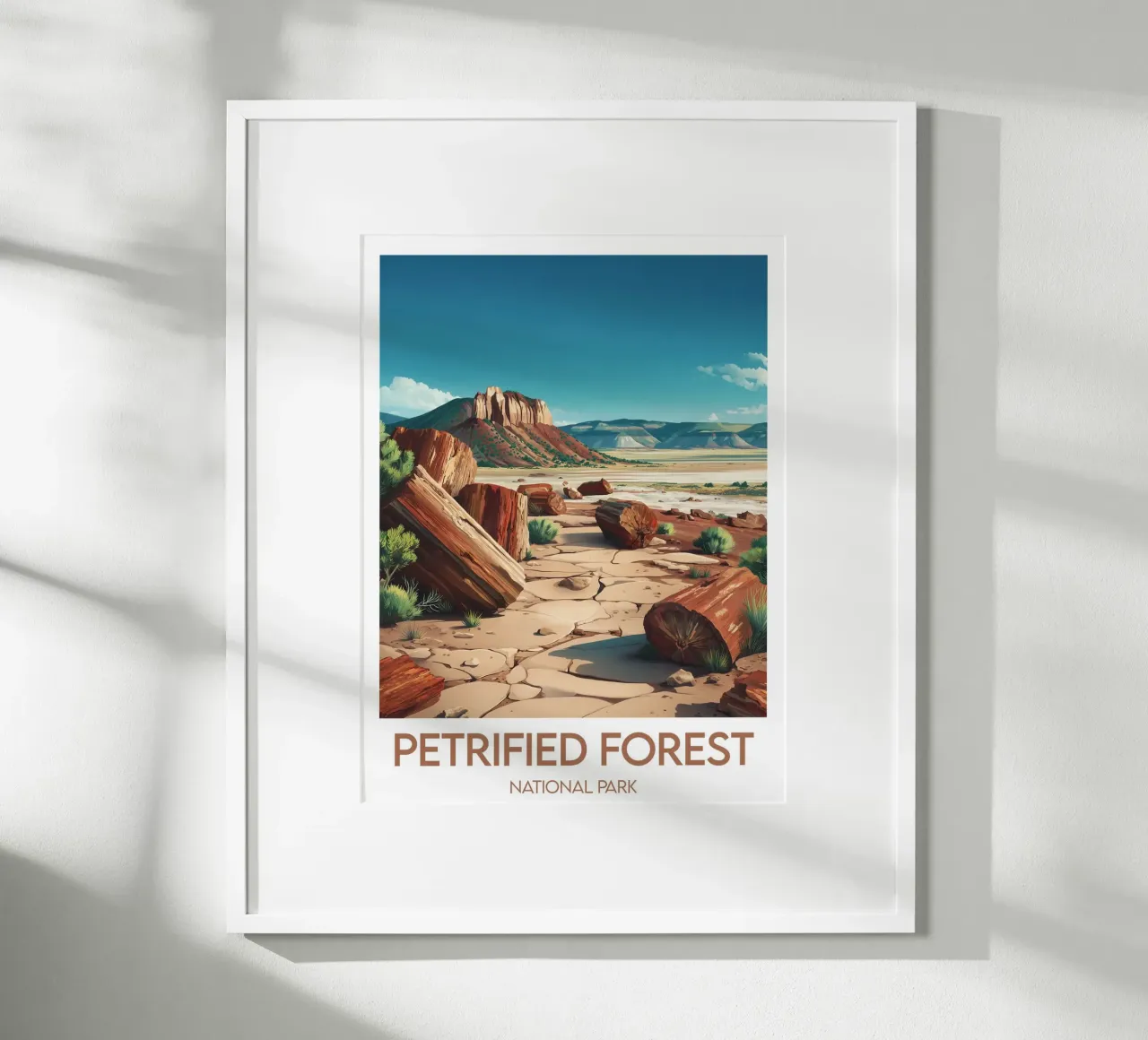 Parc national de la forêt pétrifiée d'Affiche poster avec cadre en bois de Frame the World