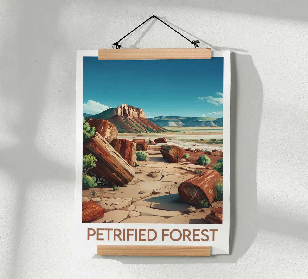 Parc national de la forêt pétrifiée d'Affiche poster avec cadre en bois de Frame the World