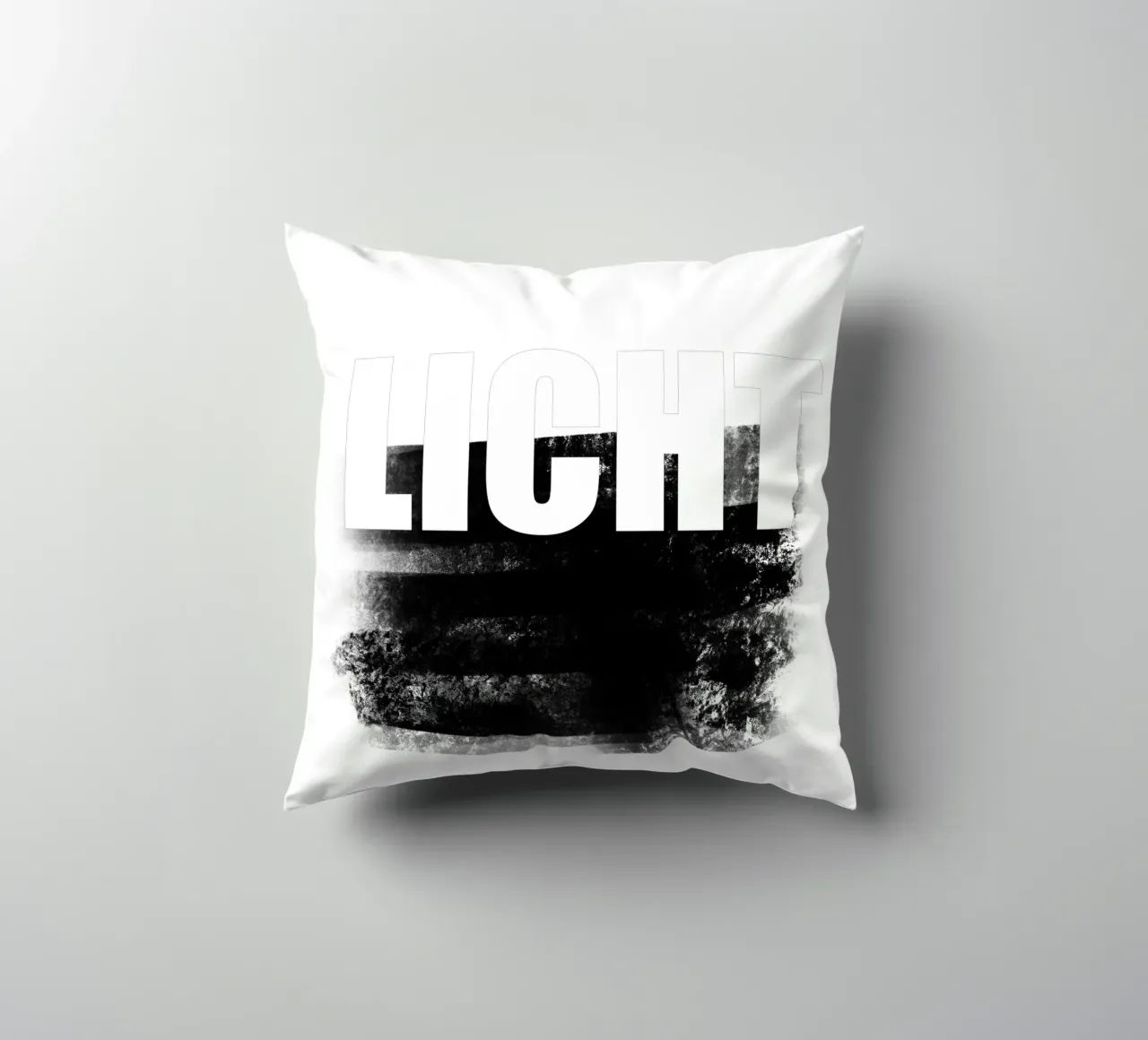 LICHT Typografie Poster Schwarz Weiß minimalistisch Design cuscino da LIMITED EDITION LETTERS