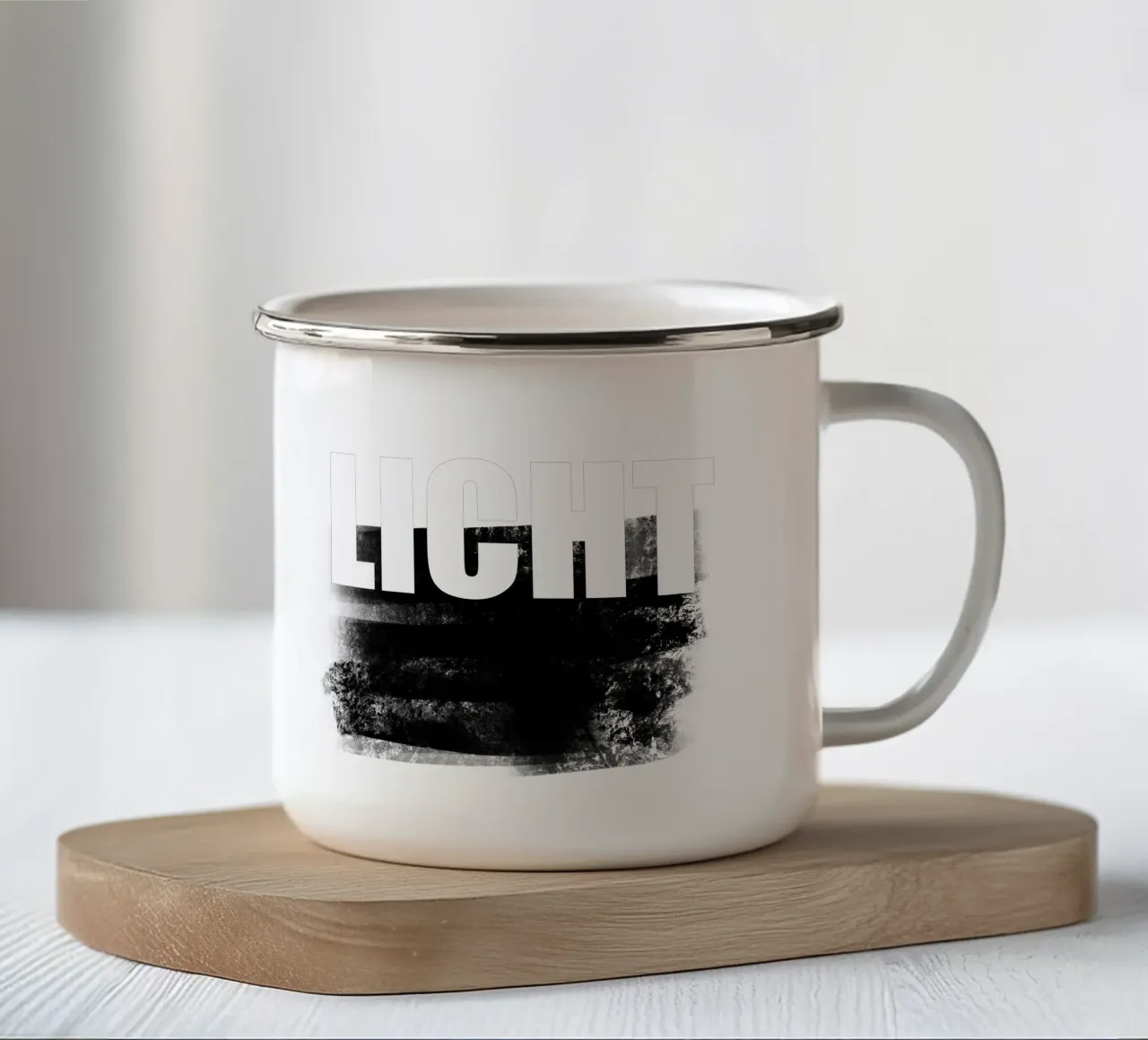 LICHT Typografie Poster Schwarz Weiß minimalistisch Design tazza in smalto da LIMITED EDITION LETTERS