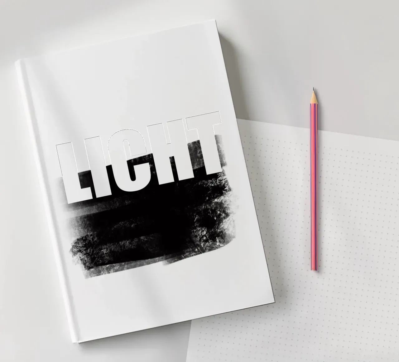 LICHT Typografie Poster Schwarz Weiß minimalistisch Design notebook by LIMITED EDITION LETTERS
