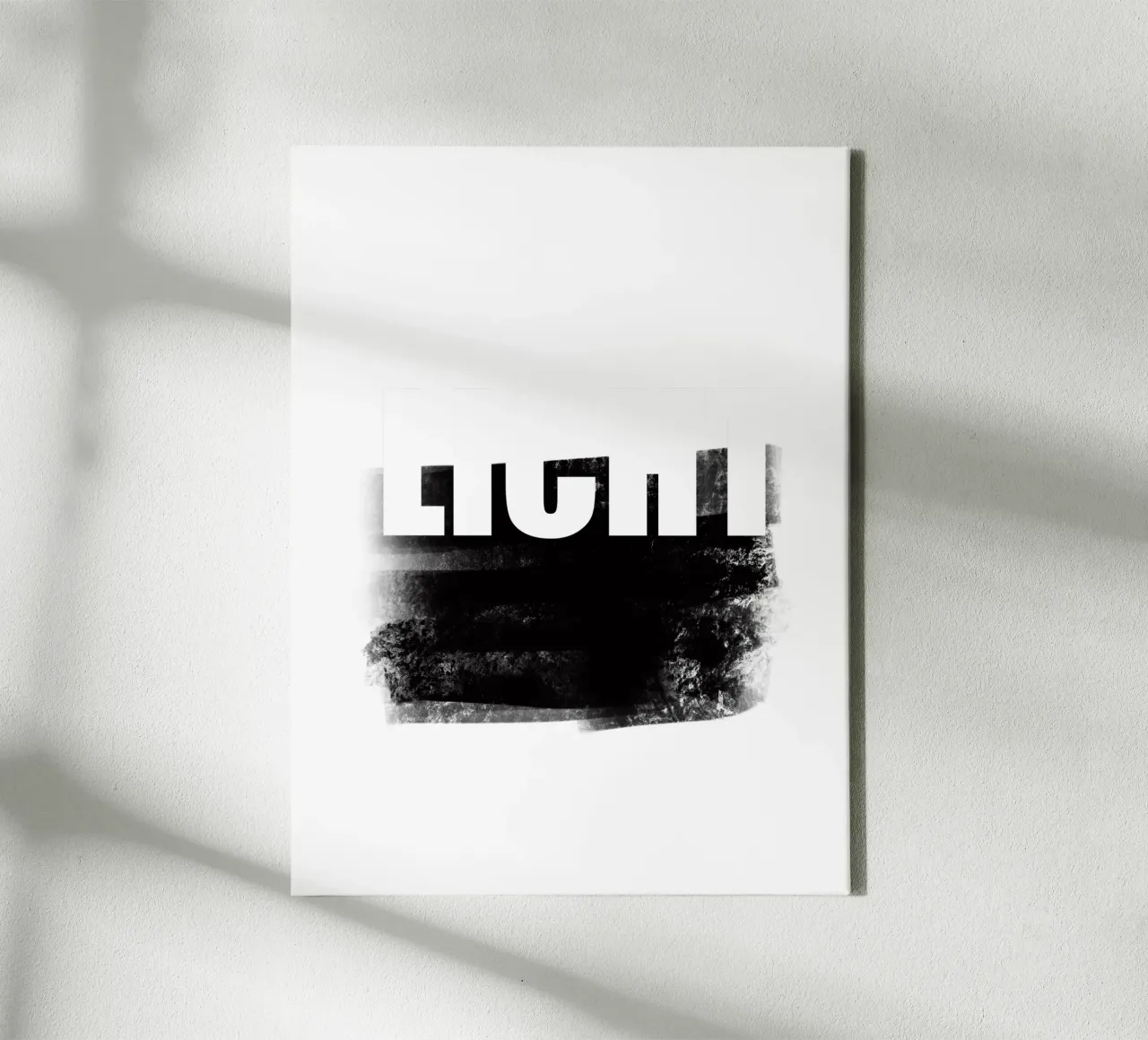 LICHT Typografie Poster Schwarz Weiß minimalistisch Design canvas with Floater frame by LIMITED EDITION LETTERS