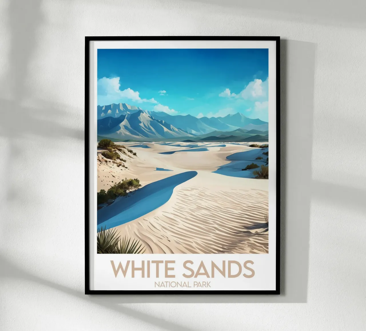 Parco Nazionale delle Sabbie Bianche poster con telaio in legno da Frame the World
