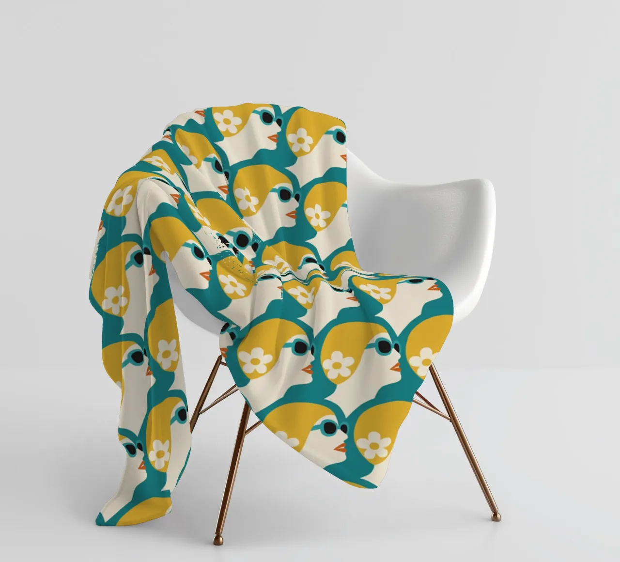 Nuotatore di mare Stile Pop Art Donna retrò con cuffia da bagno Oro verde acqua coperta in pile da Pemilyland