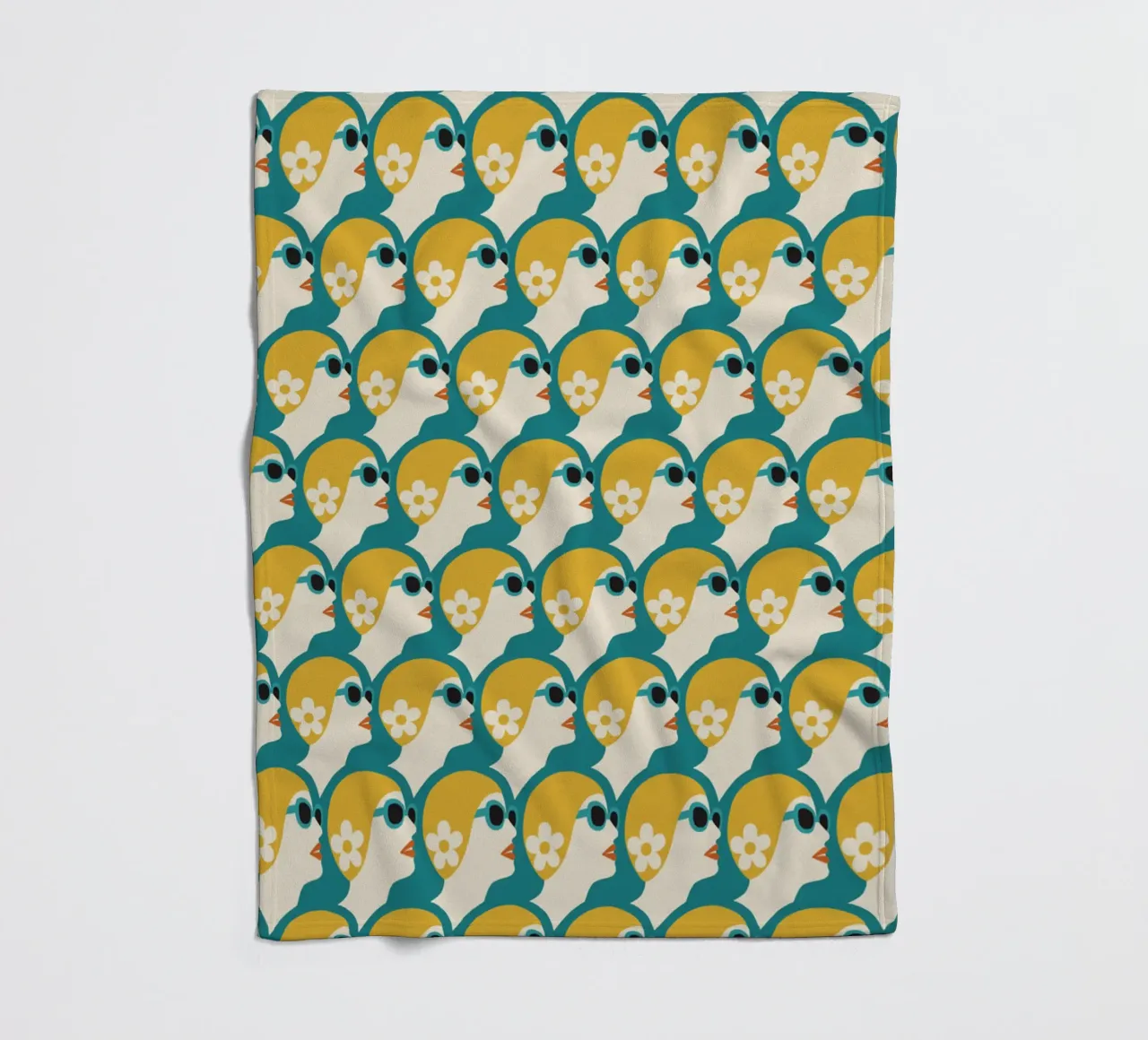 Nuotatore di mare Stile Pop Art Donna retrò con cuffia da bagno Oro verde acqua coperta in pile da Pemilyland