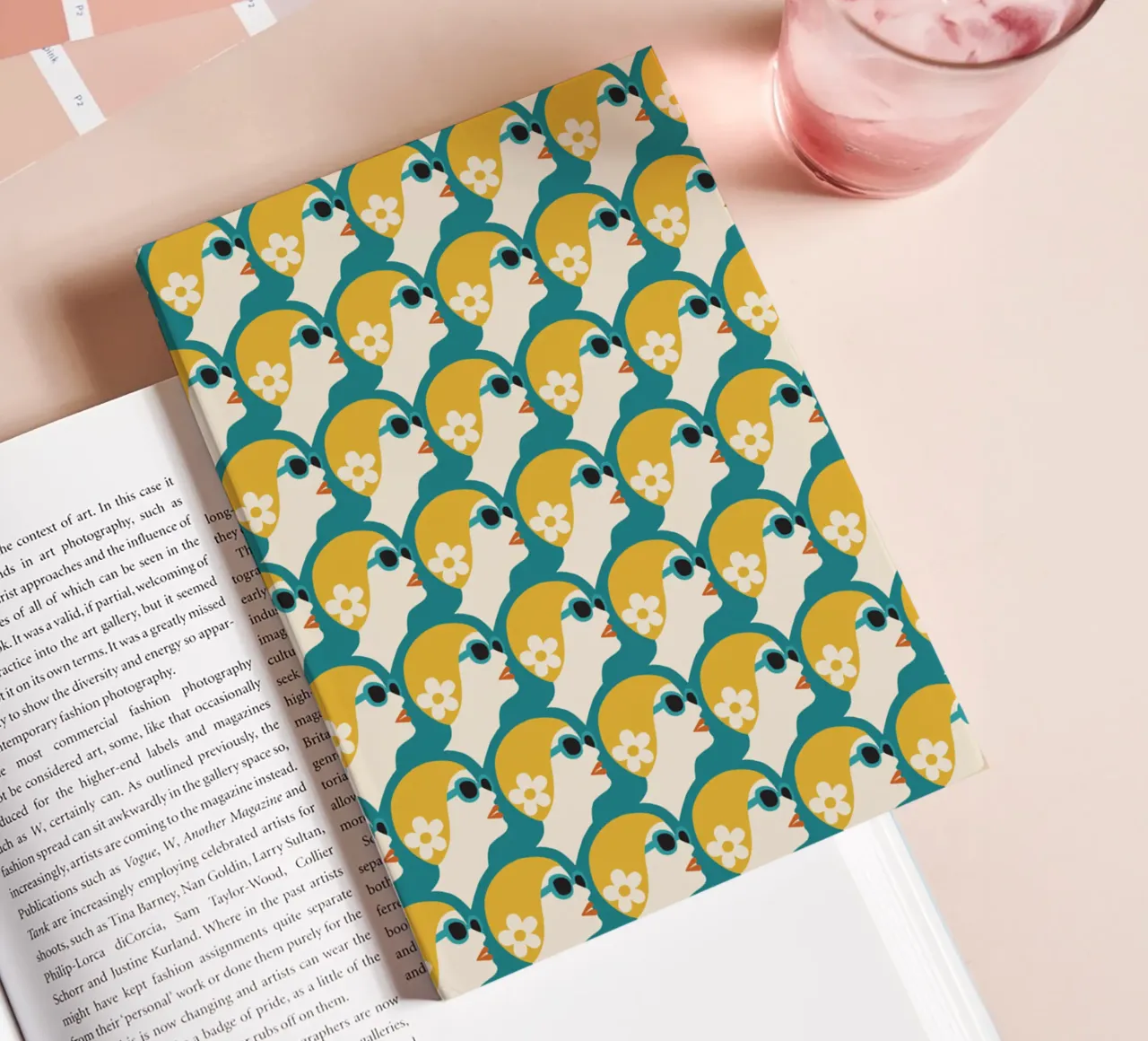 Nageuse en mer Style Pop Art Femme rétro en bonnet de bain Sarcelle Or carnet de notes de Pemilyland