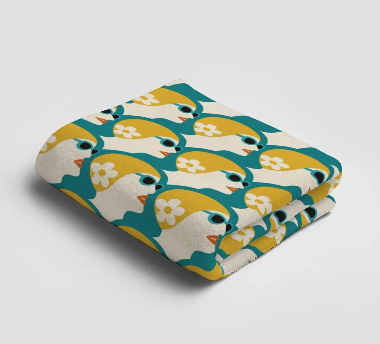 Nageuse en mer Style Pop Art Femme rétro en bonnet de bain Sarcelle Or serviette de bain de Pemilyland