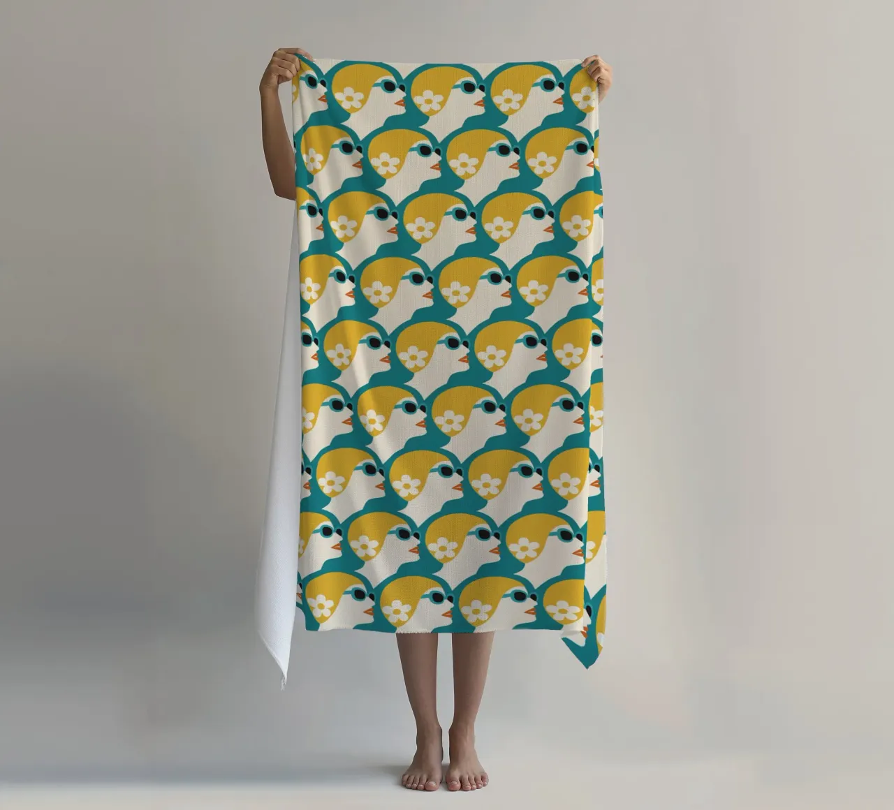 Nuotatore di mare Stile Pop Art Donna retrò con cuffia da bagno Oro verde acqua telo mare da Pemilyland