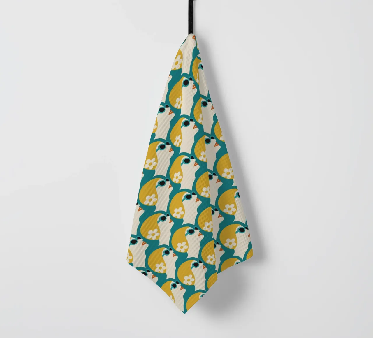 Nageuse en mer Style Pop Art Femme rétro en bonnet de bain Sarcelle Or torchon de Pemilyland