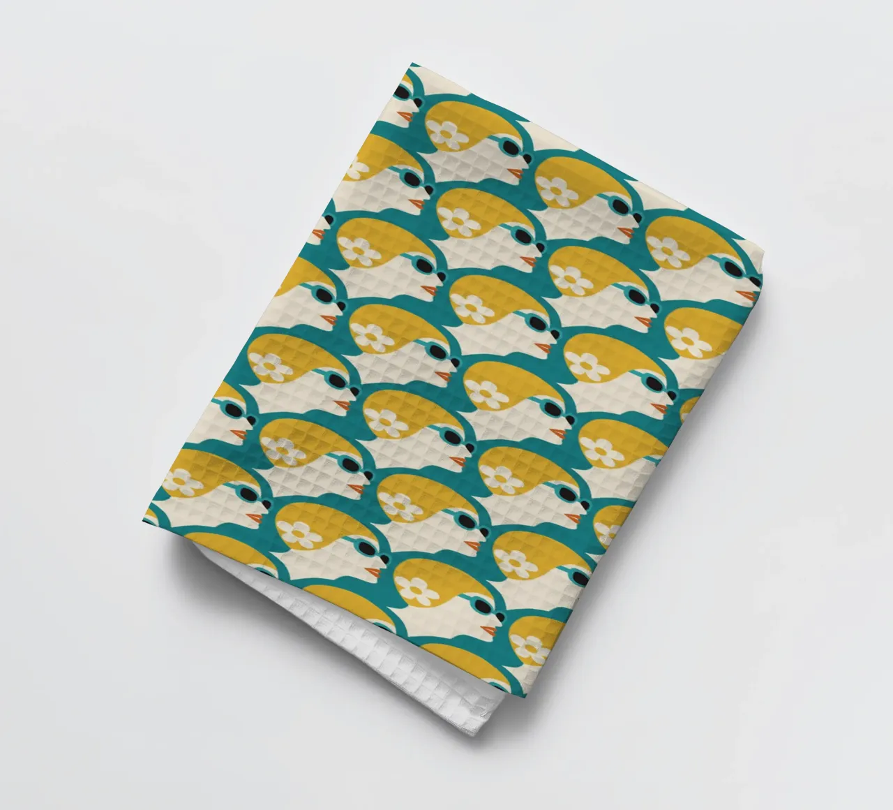Nageuse en mer Style Pop Art Femme rétro en bonnet de bain Sarcelle Or torchon de Pemilyland