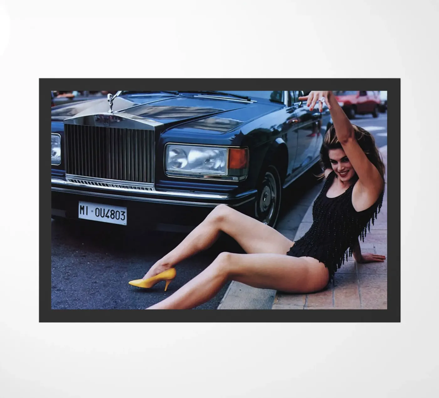 Yellow heels doormat by Takeme