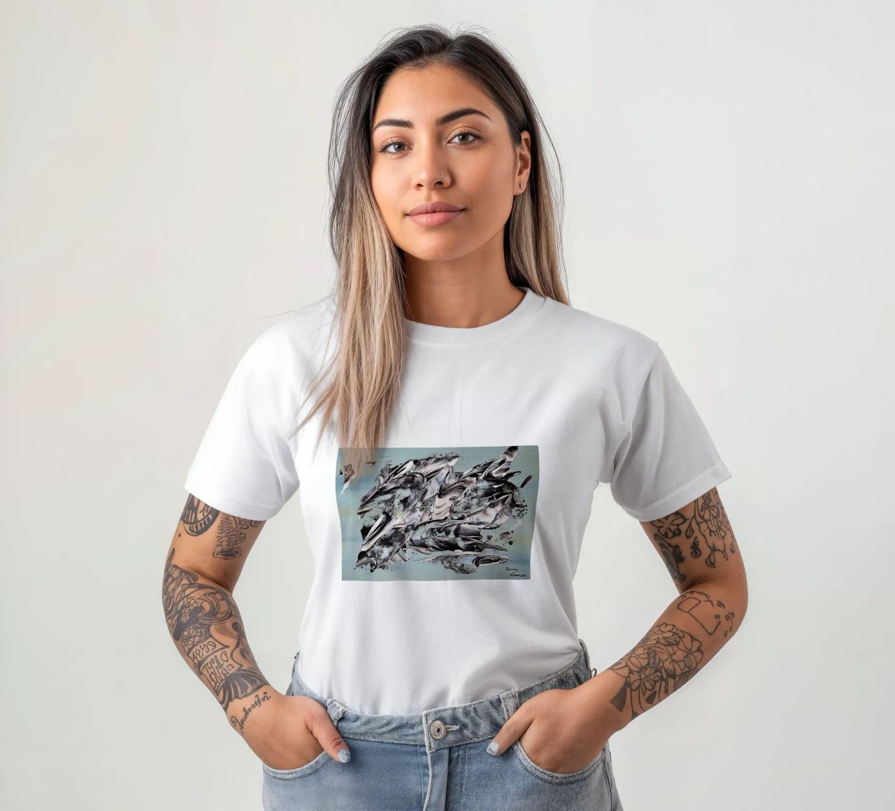 MESSAGE FROM THE HEART 19 t-shirt da Thierry Vobmann Abstract painting