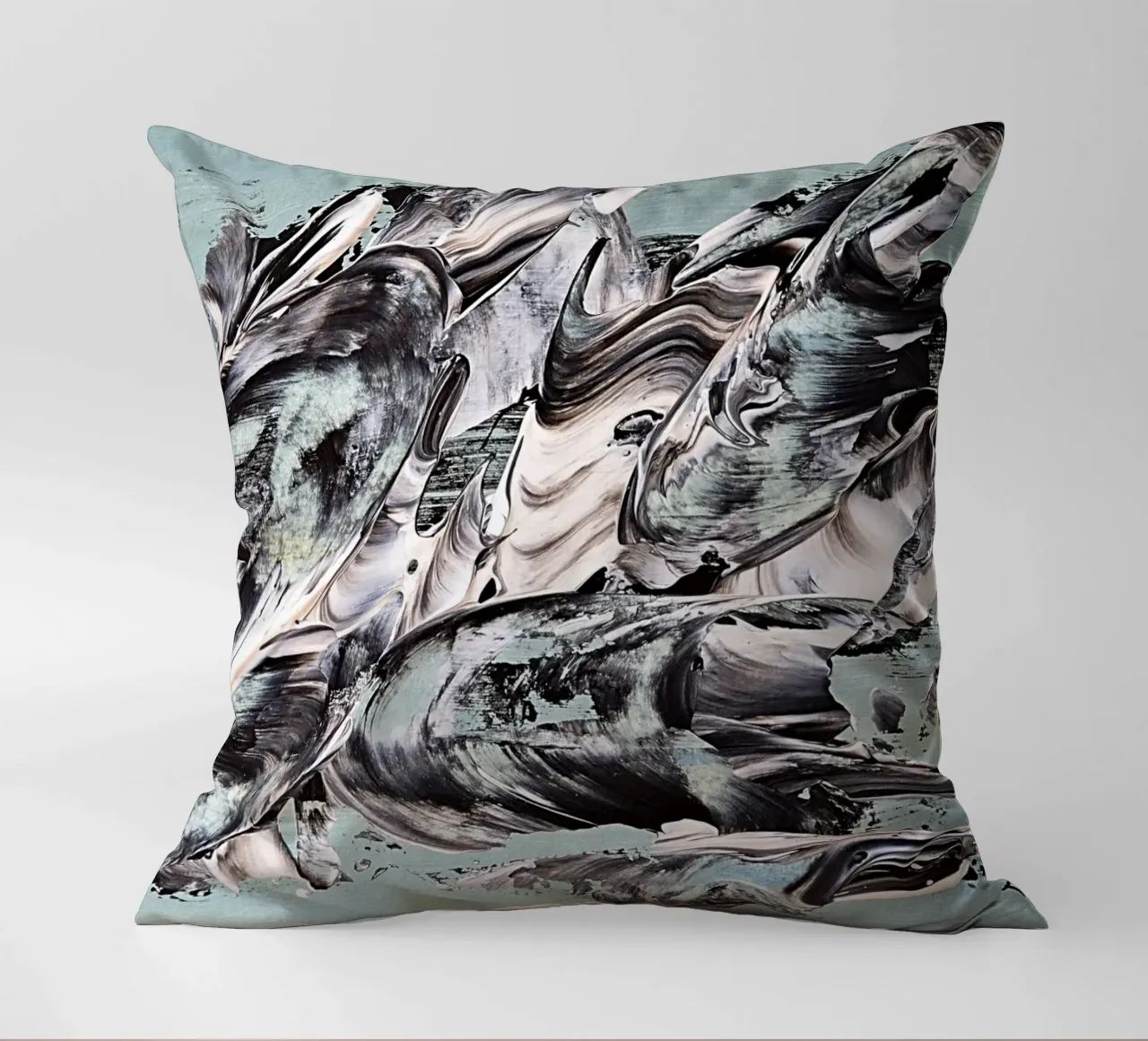 MESSAGE FROM THE HEART 19 decorative cushion by Thierry Vobmann Abstract painting