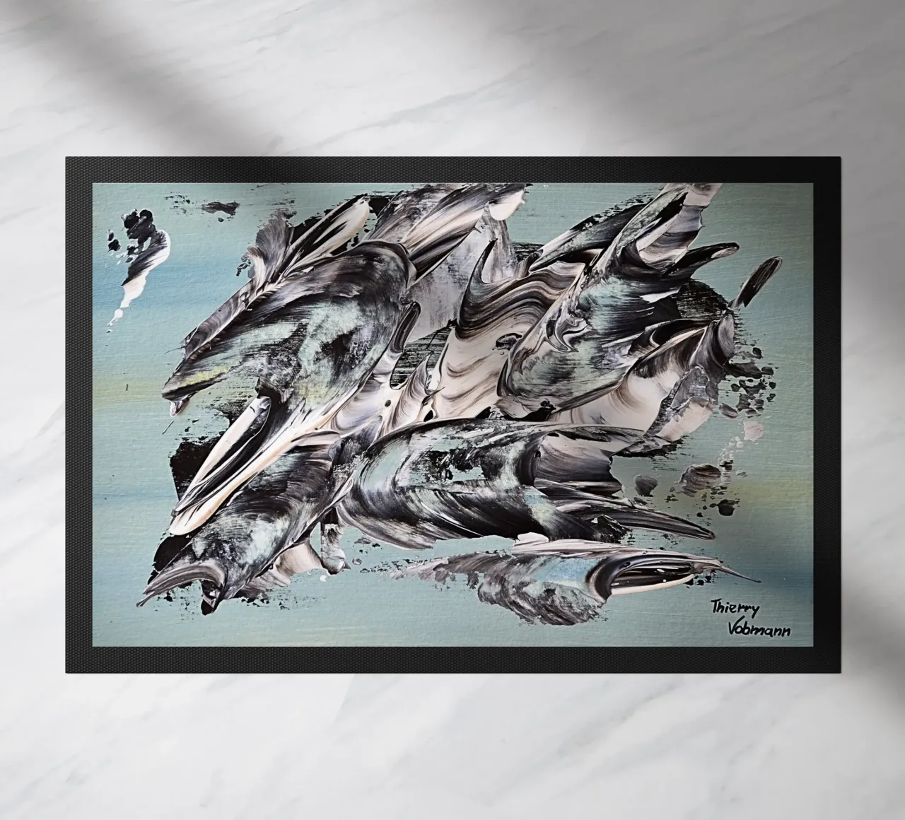 MESSAGE FROM THE HEART 19 deurmat van Thierry Vobmann Abstract painting